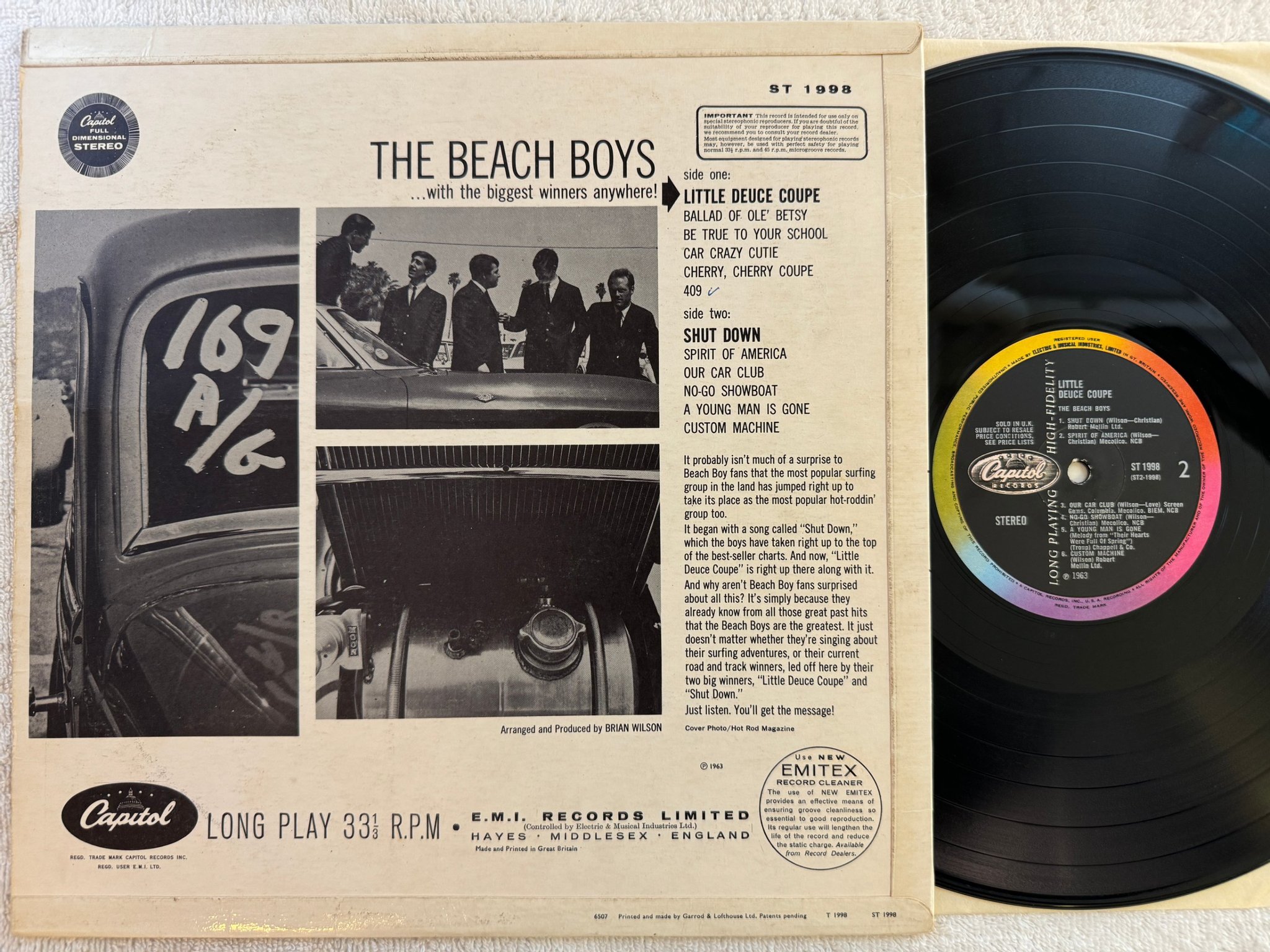 Omslagsbild för skivan BEACH BOYS little deuce coupe LP -63 UK CAPITOL ST 1998 *** RARE ***