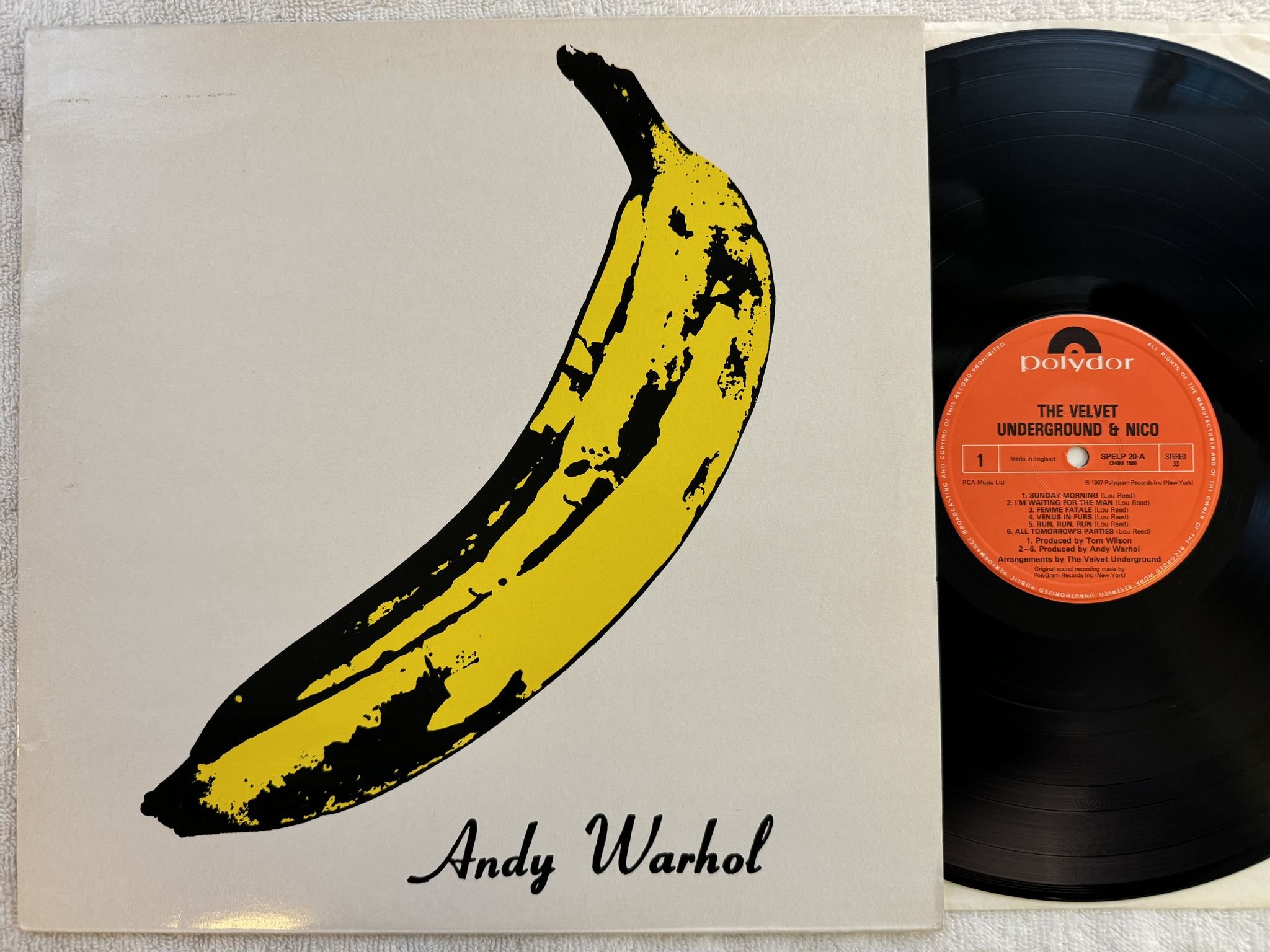 Omslagsbild för skivan VELVET UNDERGROUND & NICO LP re UK POLYDOR SPELP-20 ** ANDY WARHOL POP ART **