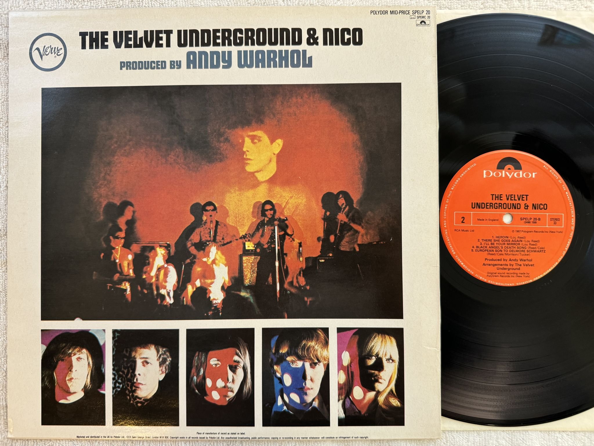 Omslagsbild för skivan VELVET UNDERGROUND & NICO LP re UK POLYDOR SPELP-20 ** ANDY WARHOL POP ART **