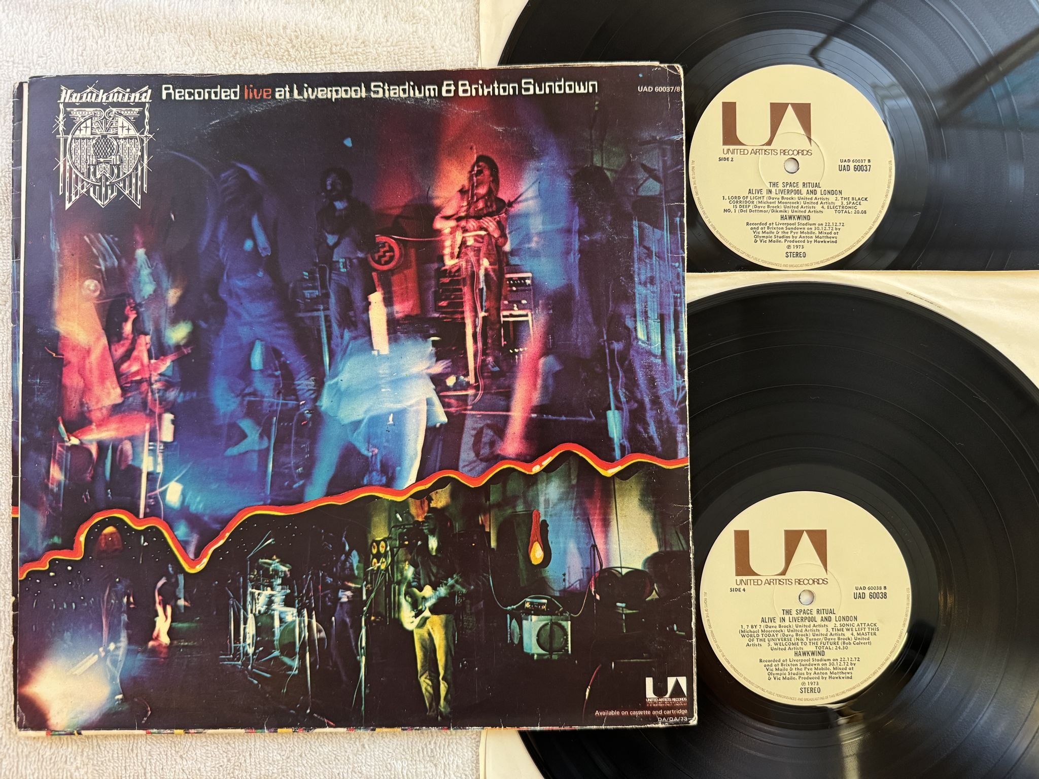 Omslagsbild för skivan HAWKWIND Space Ritual 2xLP -73 UK UNITED ARTISTS UAD 60037/8 *** SPACE ROCK ***