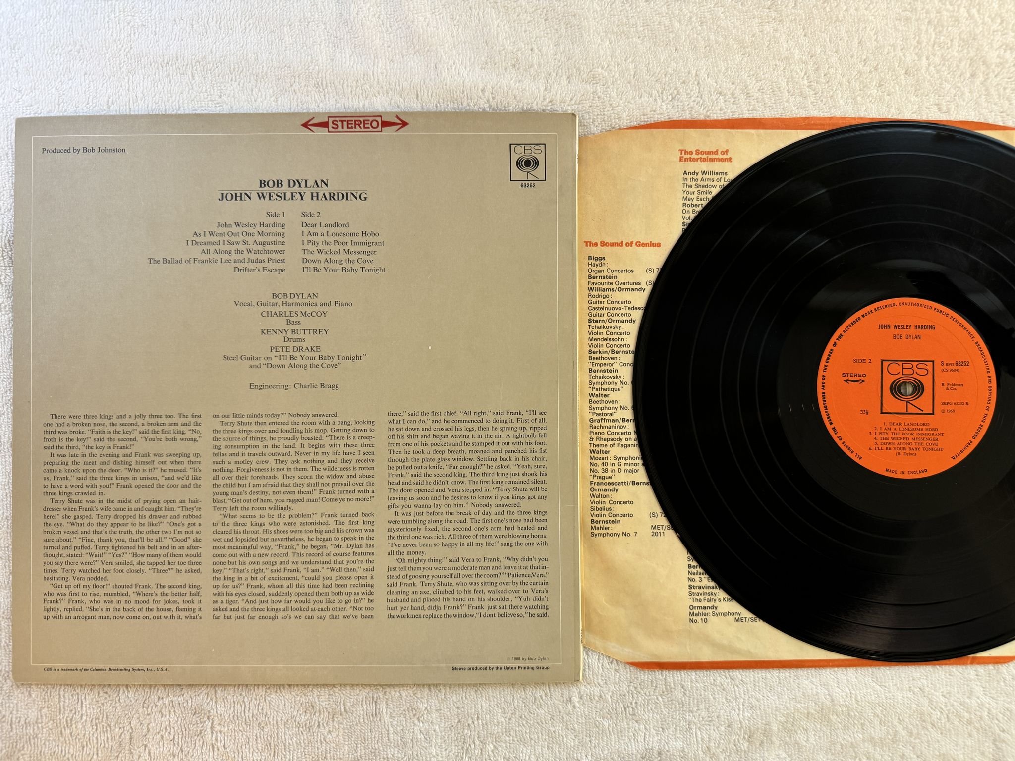 Omslagsbild för skivan BOB DYLAN John Wesley Harding LP -68 UK CBS SBPG 63252