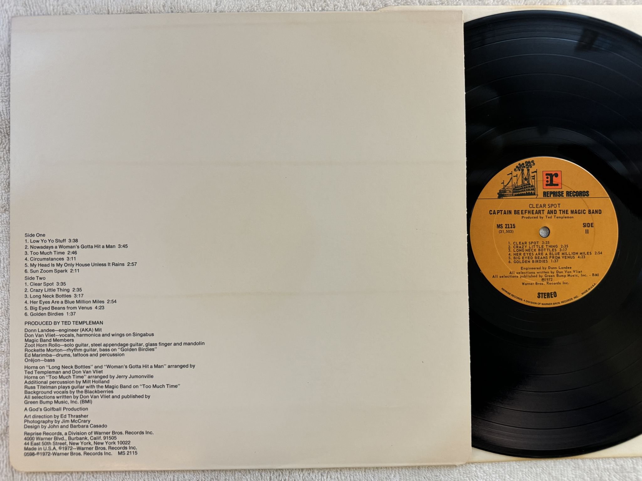 Omslagsbild för skivan CAPTAIN BEEFHEART AND HIS MAGIC BAND clear spot LP -72 US REPRISE MS 2115