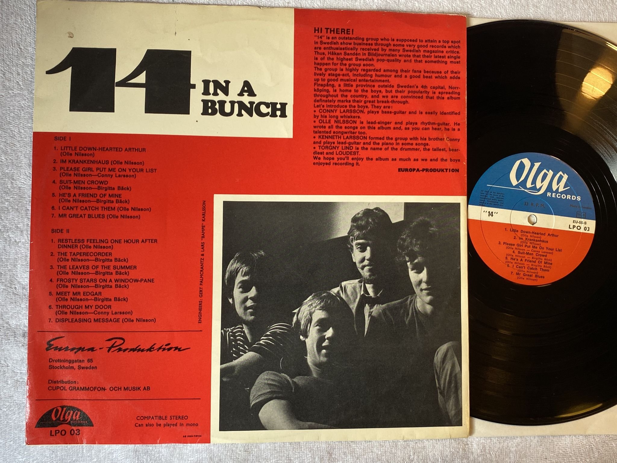 Omslagsbild för skivan 14 IN A BUNCH s/t LP -66 Swe OLGA LPO 03 **** R A R E ****