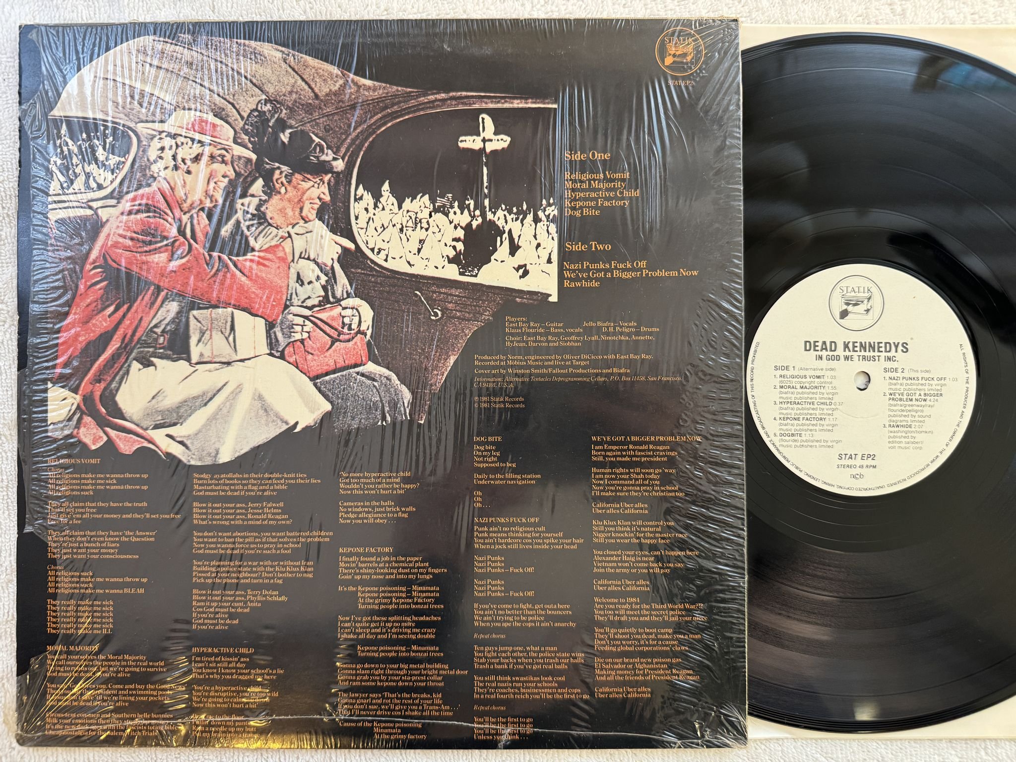 Omslagsbild för skivan DEAD KENNEDYS in God we trust inc 12"EP ncb STATIK STAT EP2