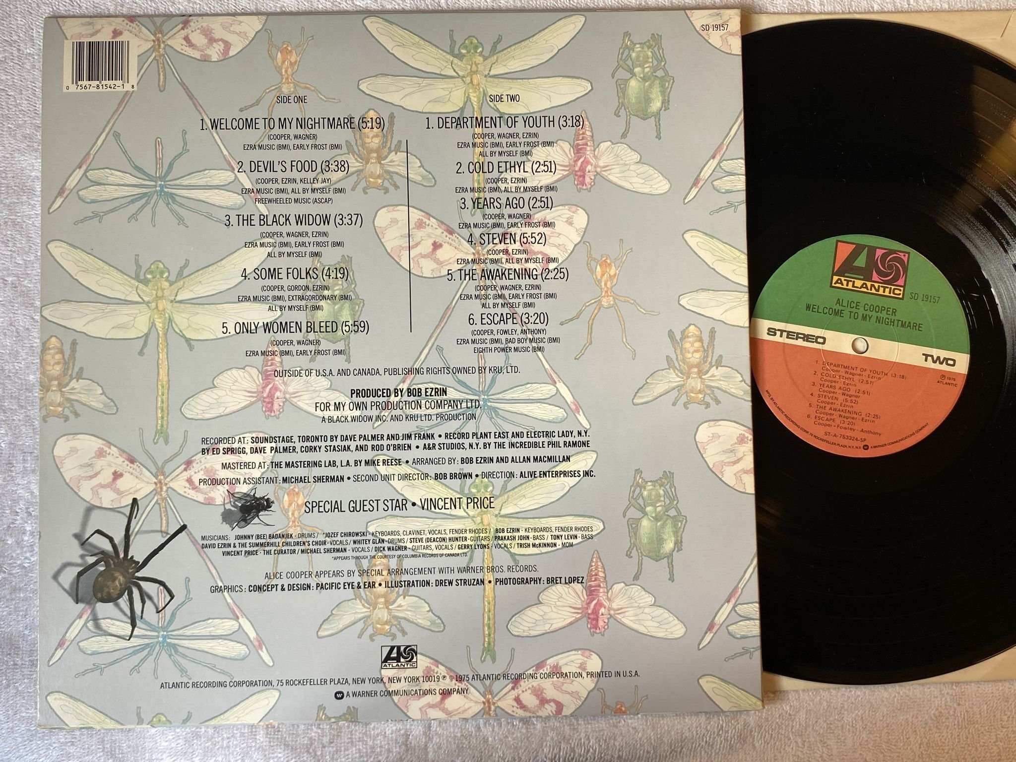 Omslagsbild för skivan ALICE COOPER welcome to my nightmare LP -75 US ATLANTIC SD 19157 ** AUTOGRAPH **