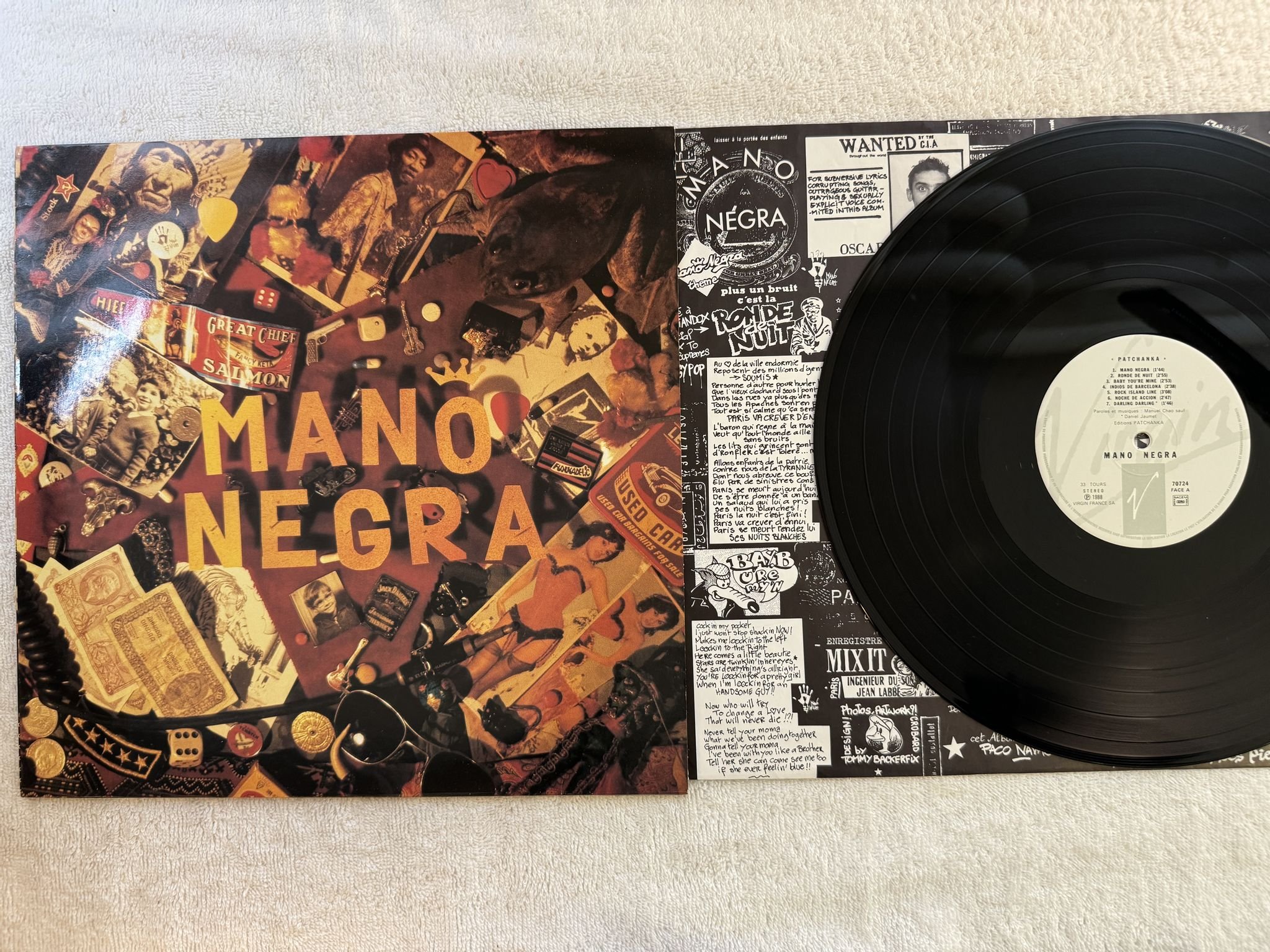 Omslagsbild för skivan MANO NEGRA Patchanka LP -88 Fra VIRGIN 70724
