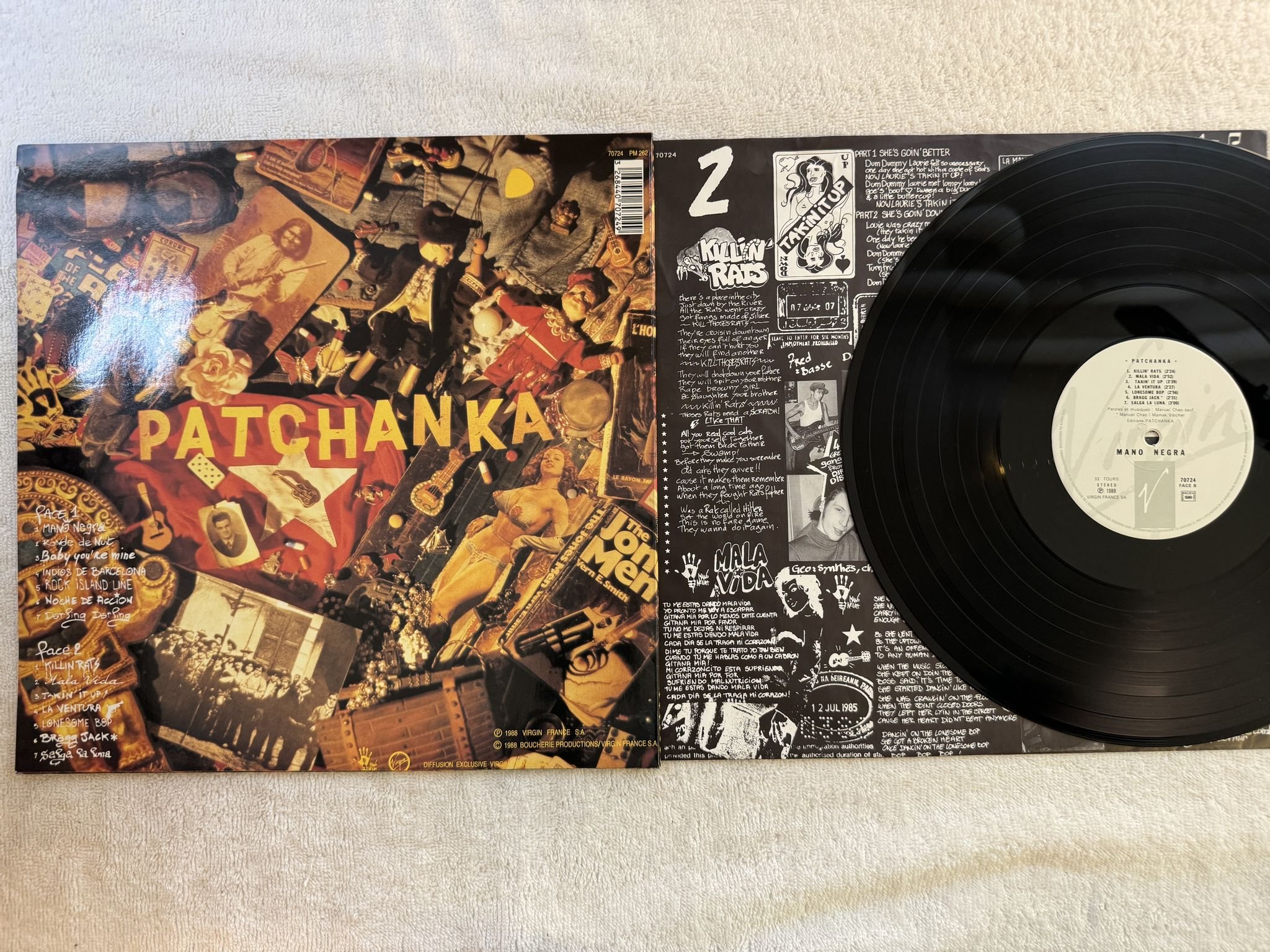 Omslagsbild för skivan MANO NEGRA Patchanka LP -88 Fra VIRGIN 70724