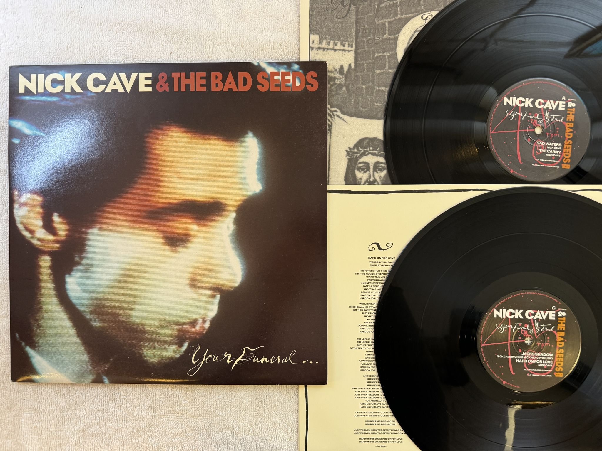 Omslagsbild för skivan NICK CAVE & THE BAD SEEDS Your Funeral ... My Trial 2xLP -86 MUTE STUMM 34