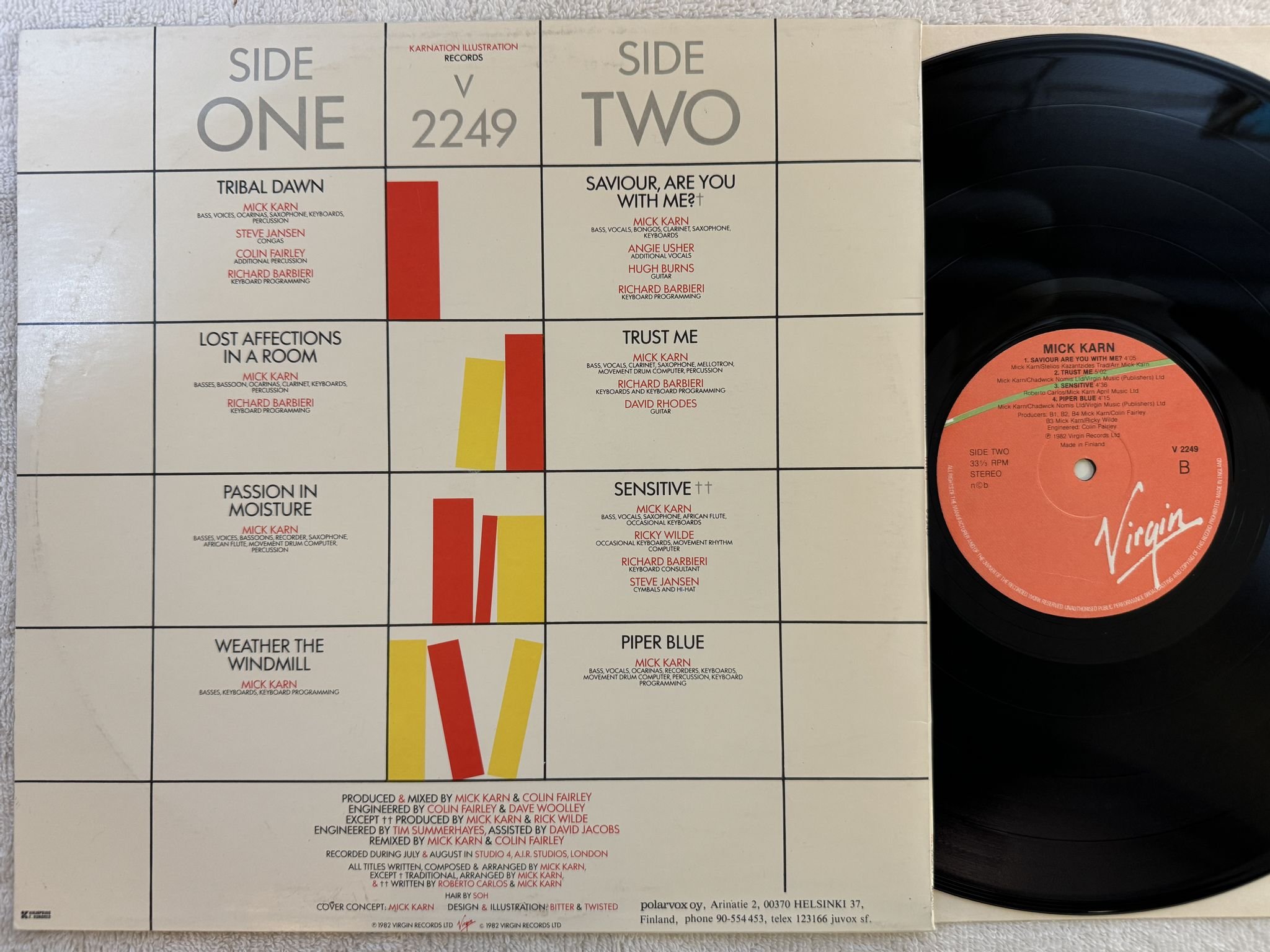 Omslagsbild för skivan MICK KARN Titles LP -82 ncb VIRGIN V 2249