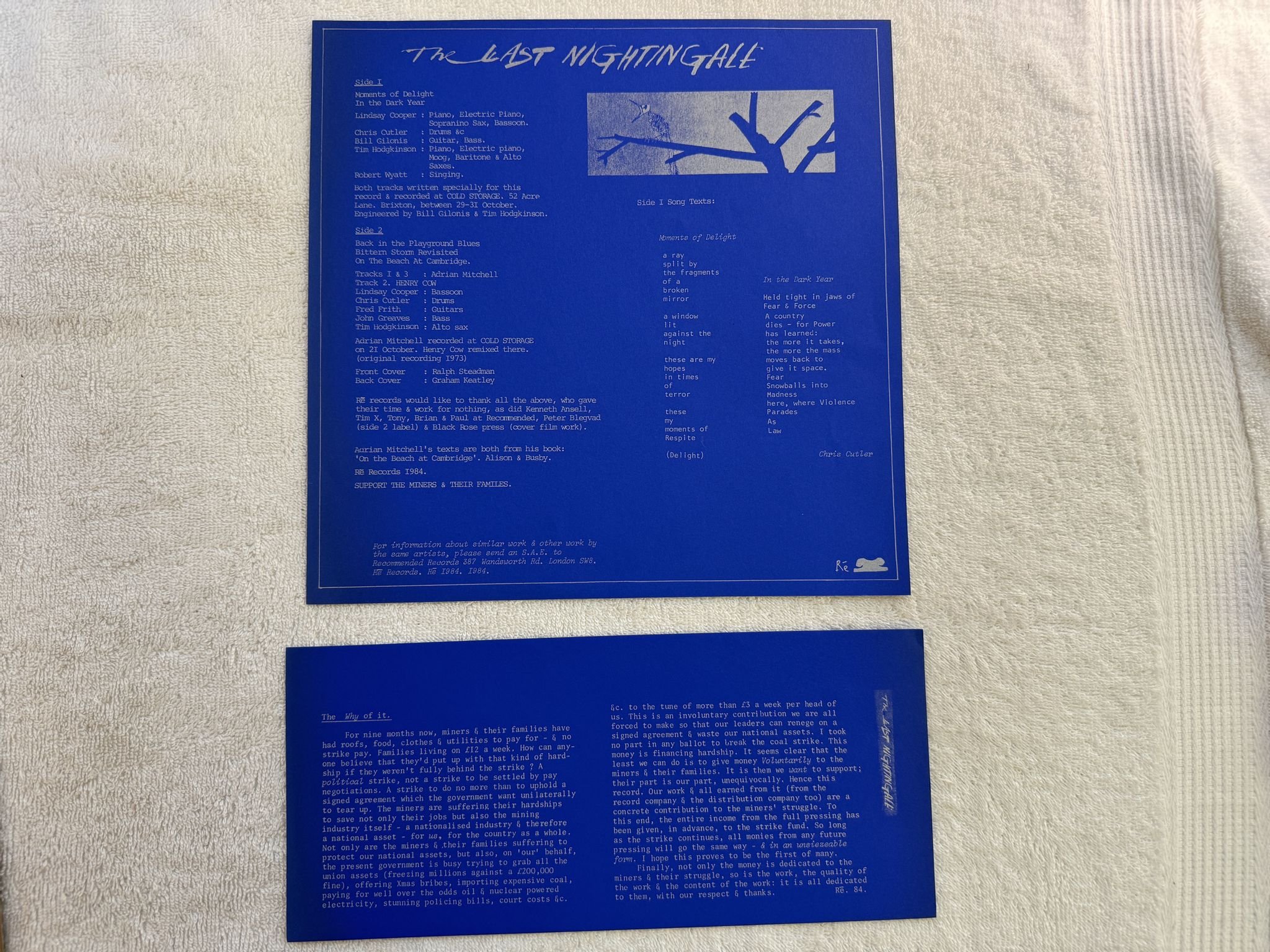 Omslagsbild för skivan V/A The Last Nightingale 12"EP -84 UK RE RECORDS Re 1984