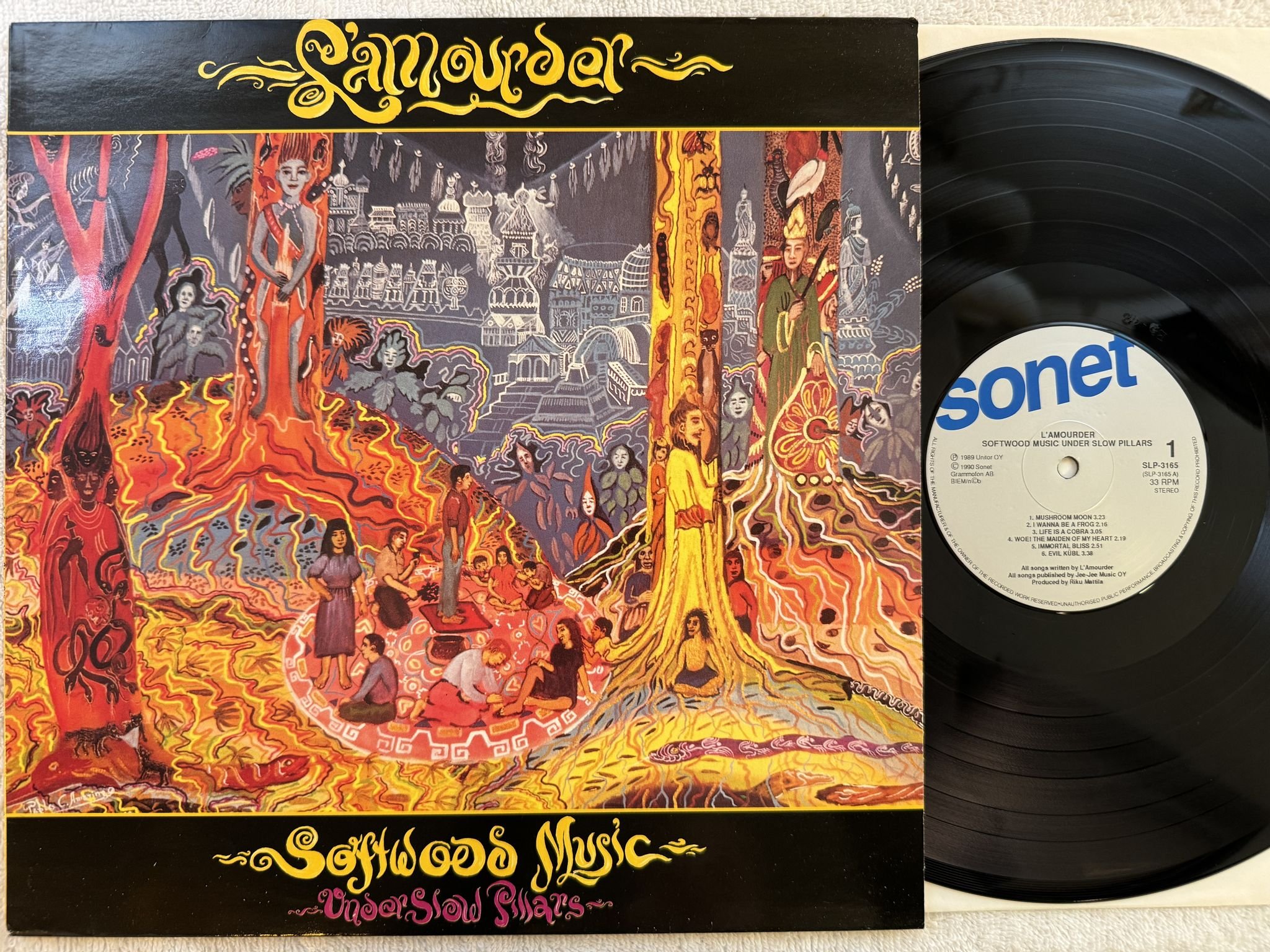 Omslagsbild för skivan L'AMOURDER Softwood Music - Under Slow Pillars LP -90 Swe SONET SLP 3165