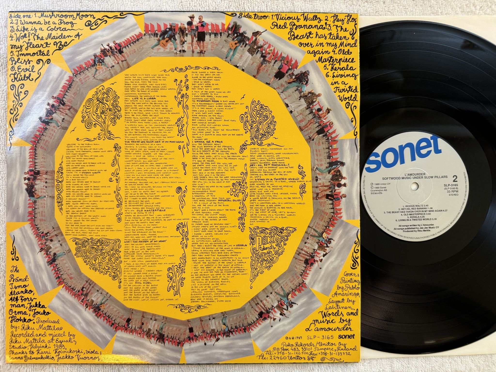 Omslagsbild för skivan L'AMOURDER Softwood Music - Under Slow Pillars LP -90 Swe SONET SLP 3165
