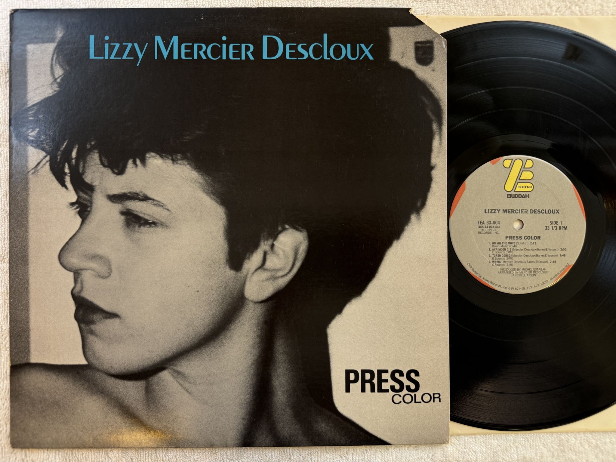 Omslagsbild för skivan LIZZY MERCIER DESCLOUX press color LP -79 US ZE ZEA 33-004 *** RARE ***