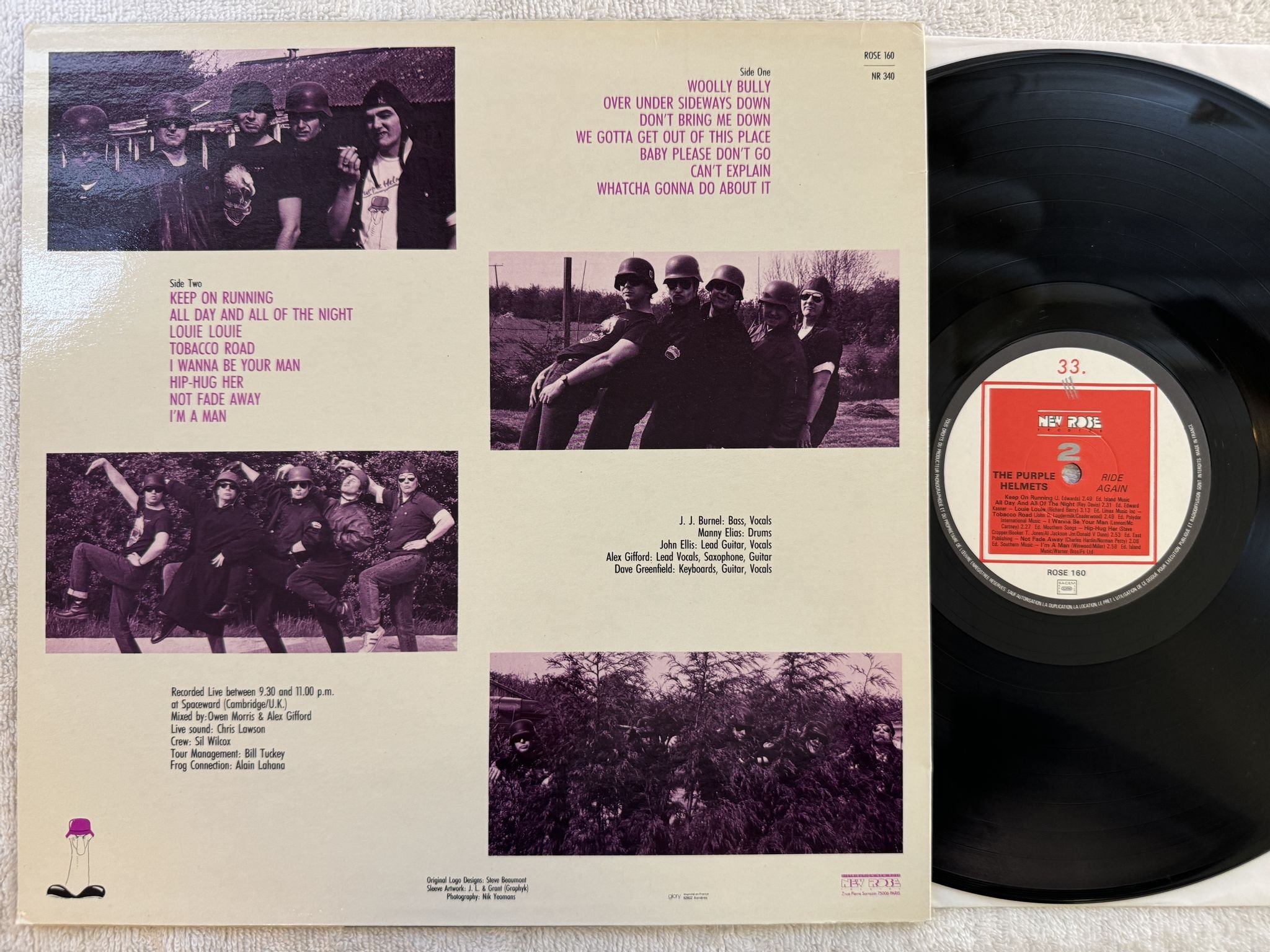 Omslagsbild för skivan THE PURPLE HELMETS Ride Again LP -88 Fra NEW ROSE ROSE 160