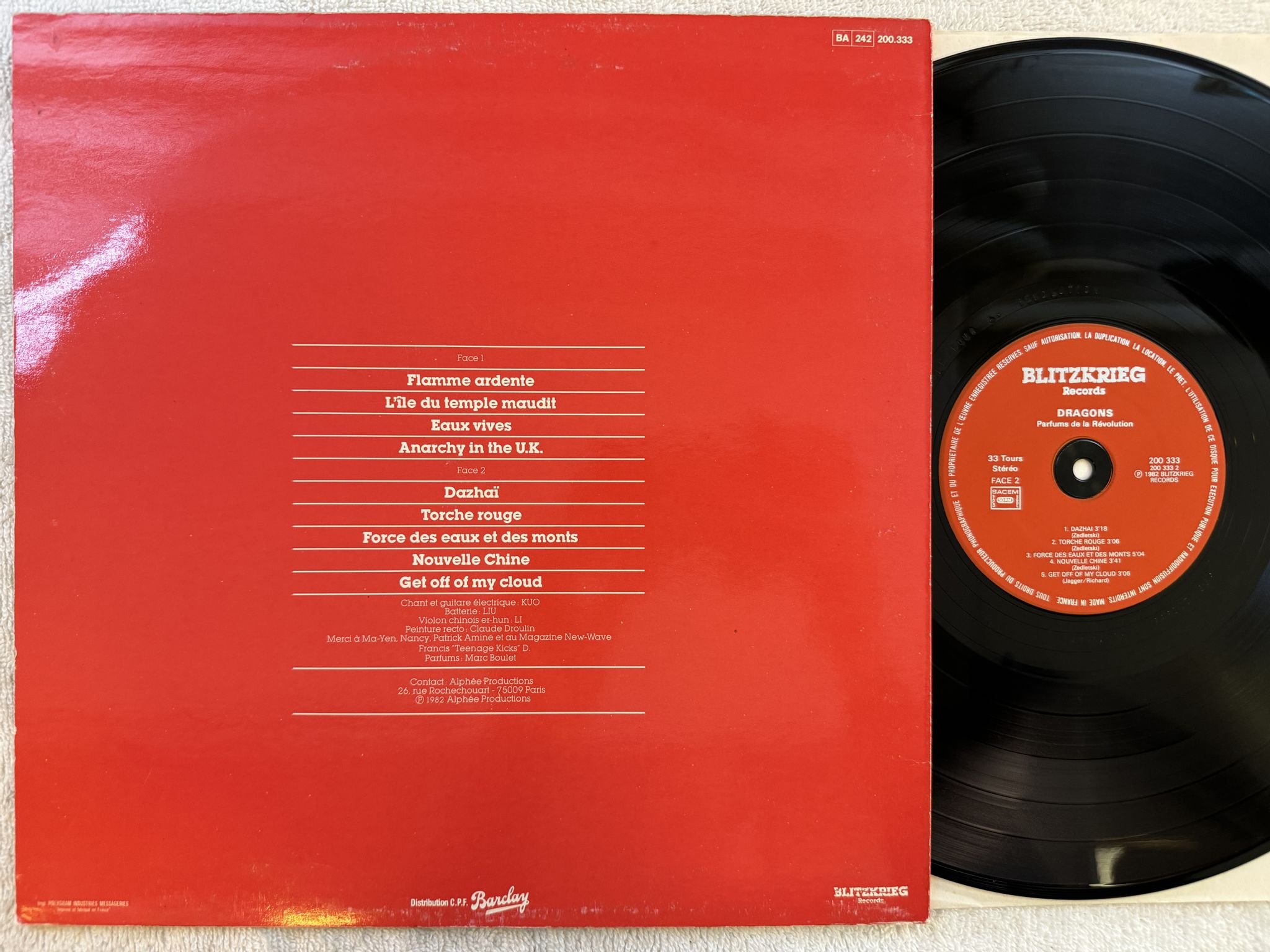 Omslagsbild för skivan DRAGONS Parfums De La Revolution LP -82 Fra BLITZKRIEG 200333 *** PUNK ***