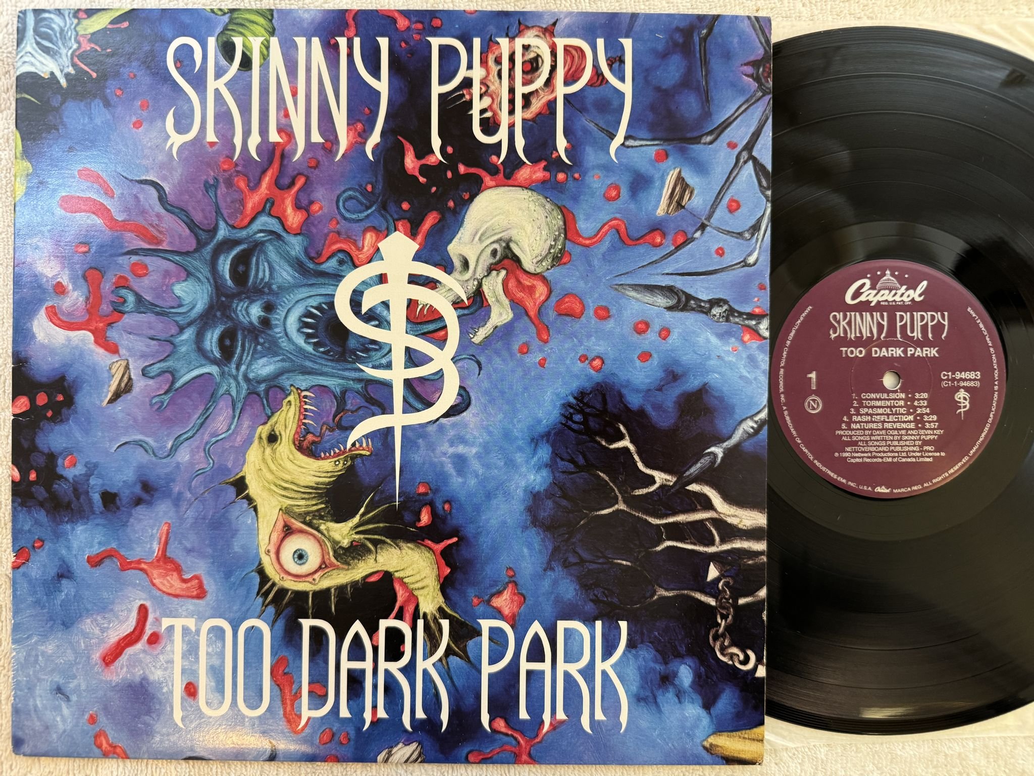 Omslagsbild för skivan SKINNY PUPPY too dark to park LP -90 US CAPITOL C1-94683 *** VERY RARE ***