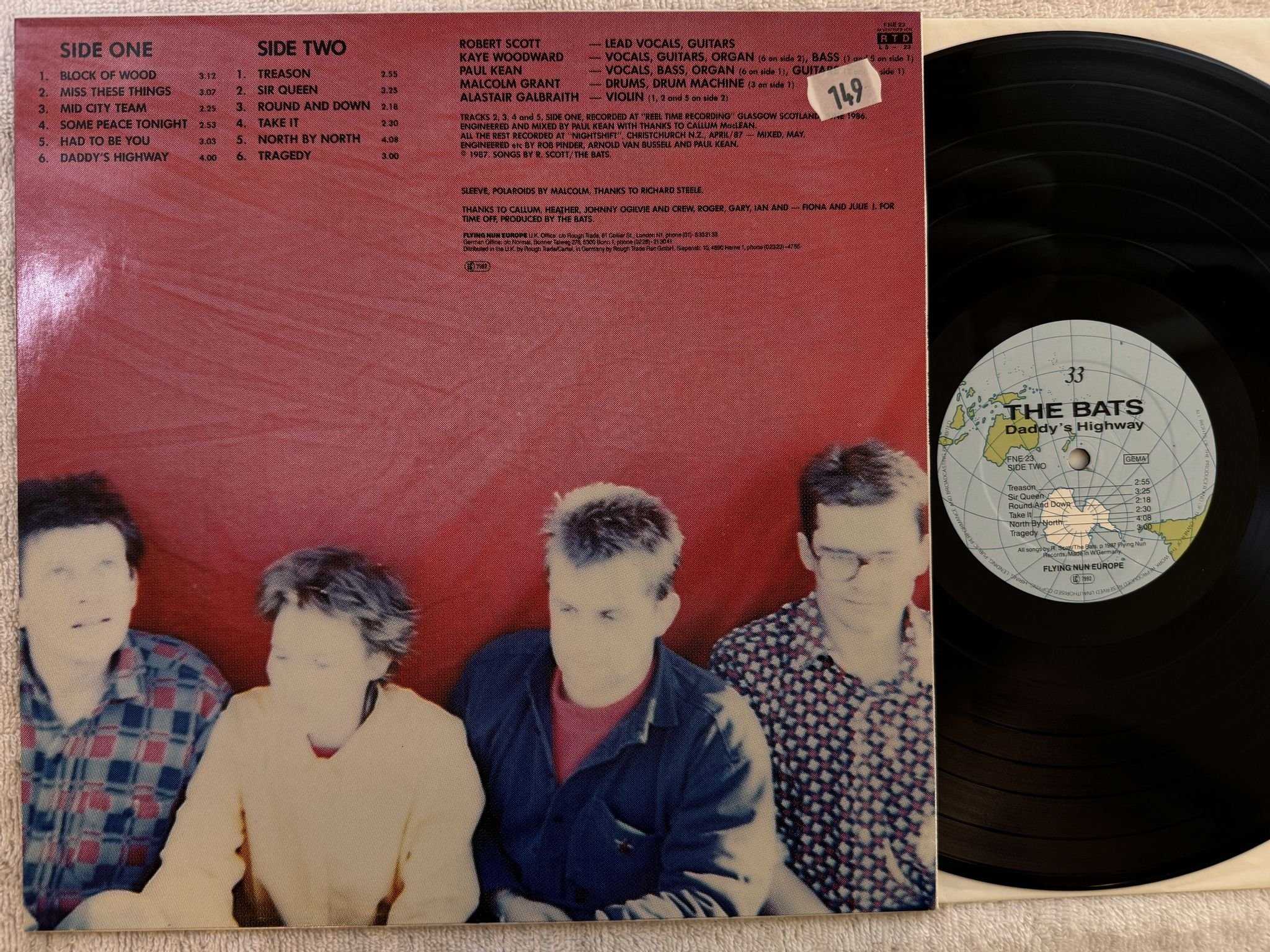 Omslagsbild för skivan THE BATS Daddy's Highway LP -87 FLYING NUN FNE 23 *** Rare Indie Rock ***