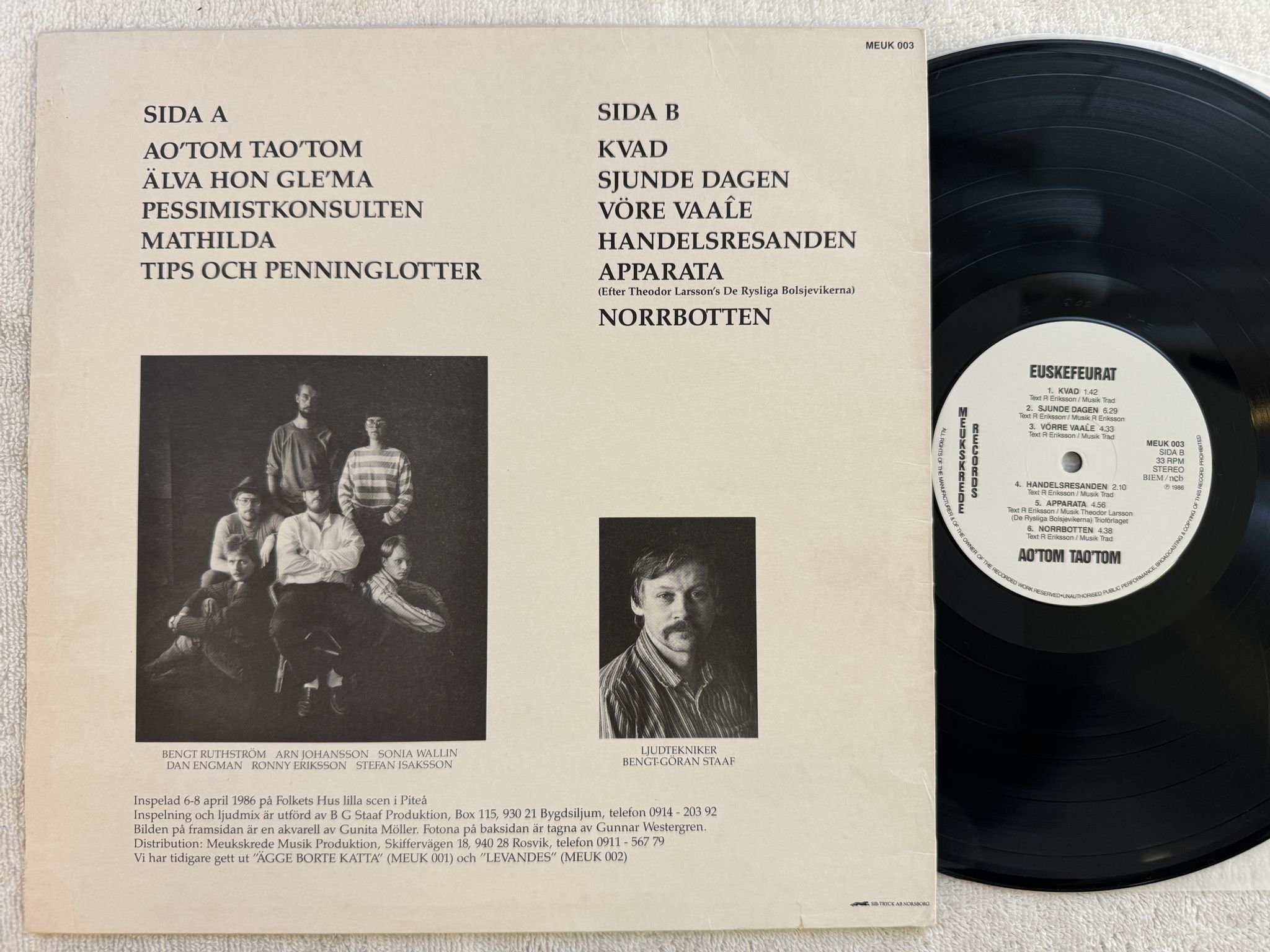 Omslagsbild för skivan EUSKEFEURAT ao'tom tao'tom LP -86 Swe meukskrede MEUK 003