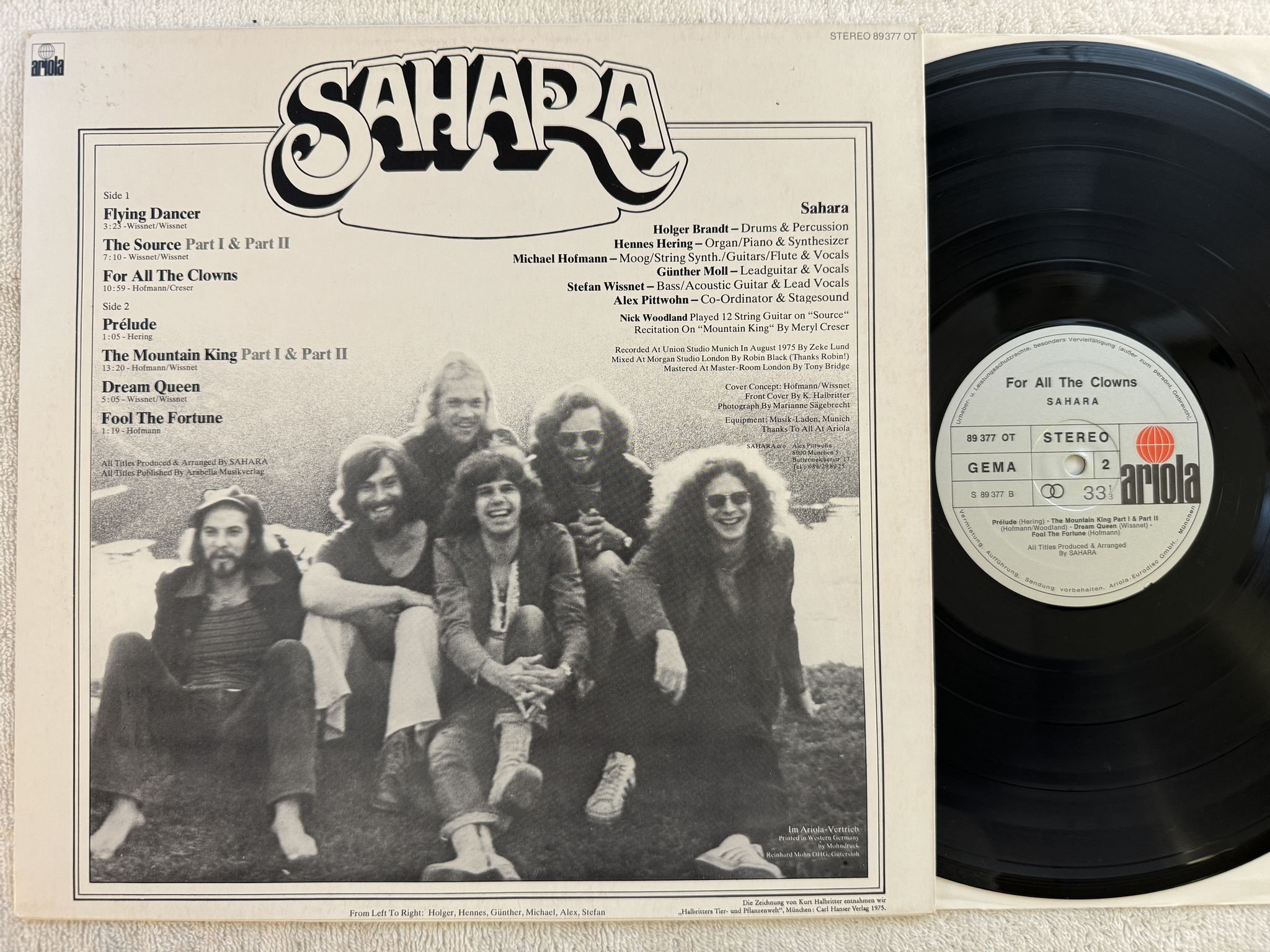 Omslagsbild för skivan SAHARA for all the clowns LP -75 Ger ARIOLA 89 377 OT *** KRAUTROCK ***