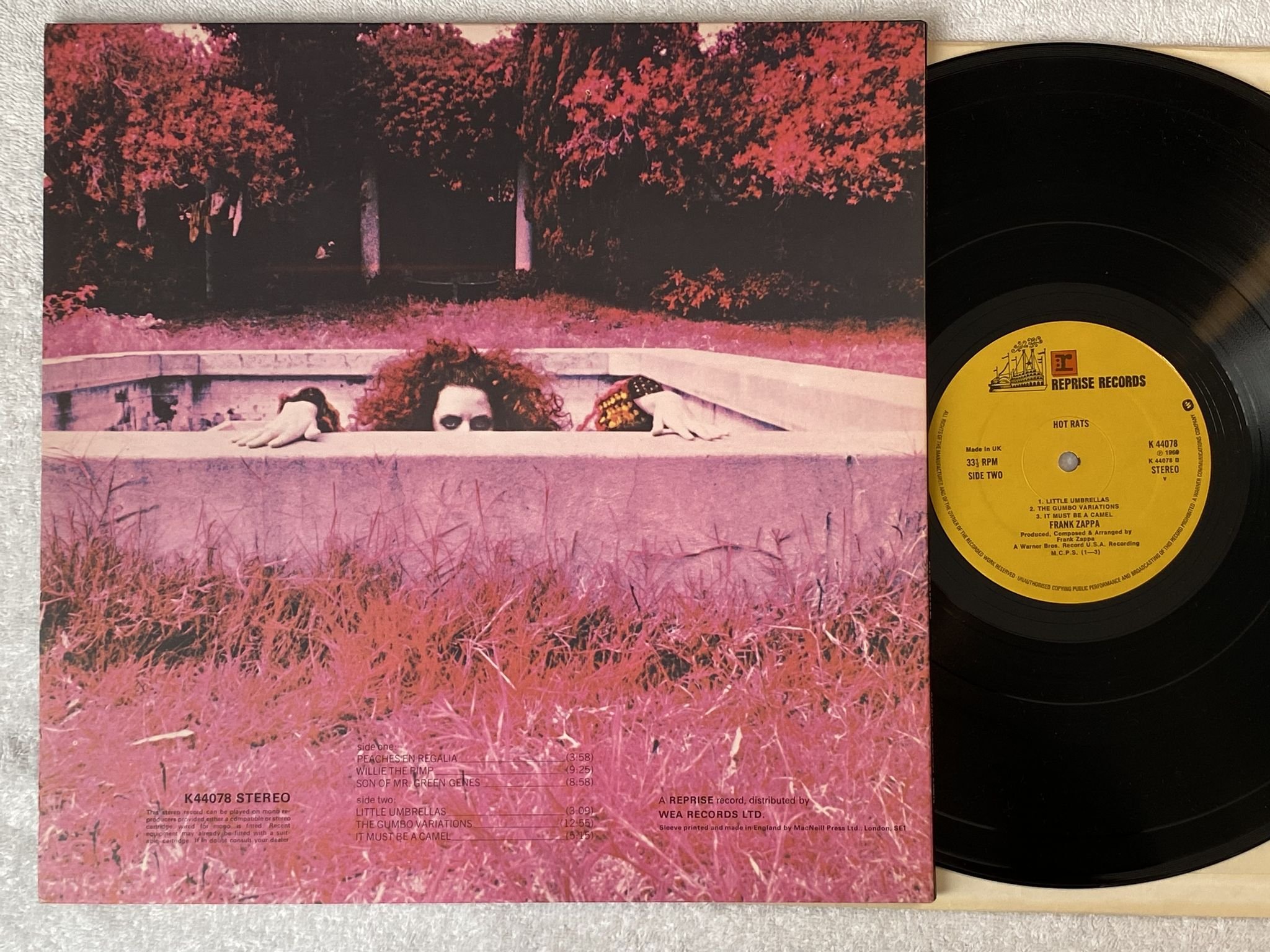 Omslagsbild för skivan FRANK ZAPPA hot rats LP re UK REPRISE K 44078