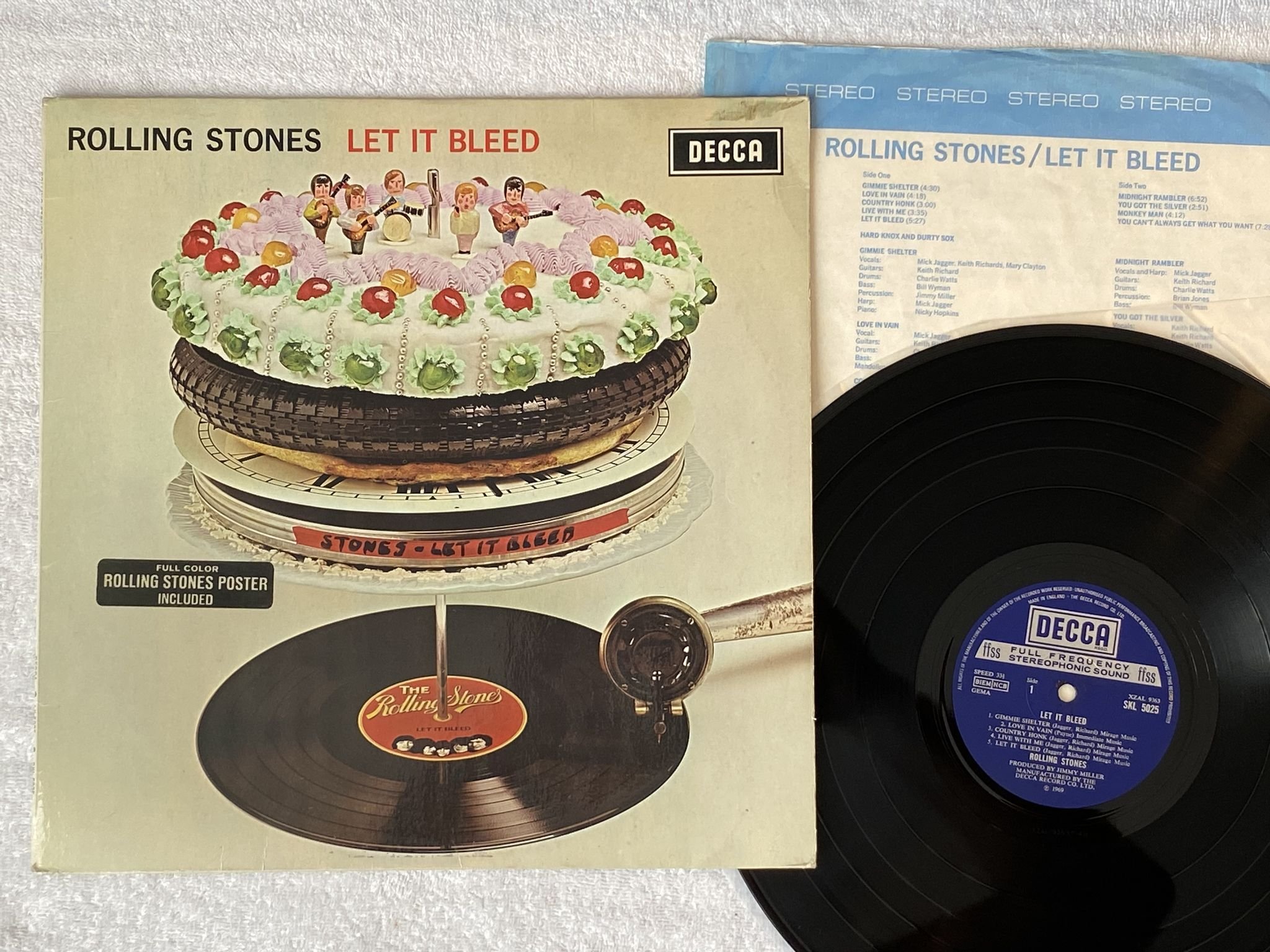 Omslagsbild för skivan THE ROLLING STONES let it bleed LP -69 UK DECCA SKL 5025 *** P O S T E R ***