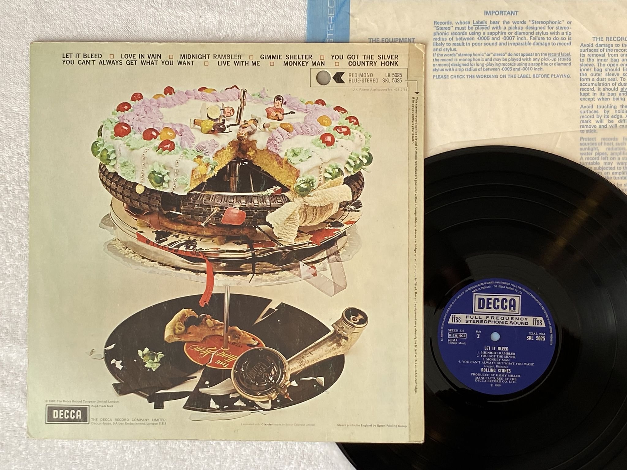 Omslagsbild för skivan THE ROLLING STONES let it bleed LP -69 UK DECCA SKL 5025 *** P O S T E R ***