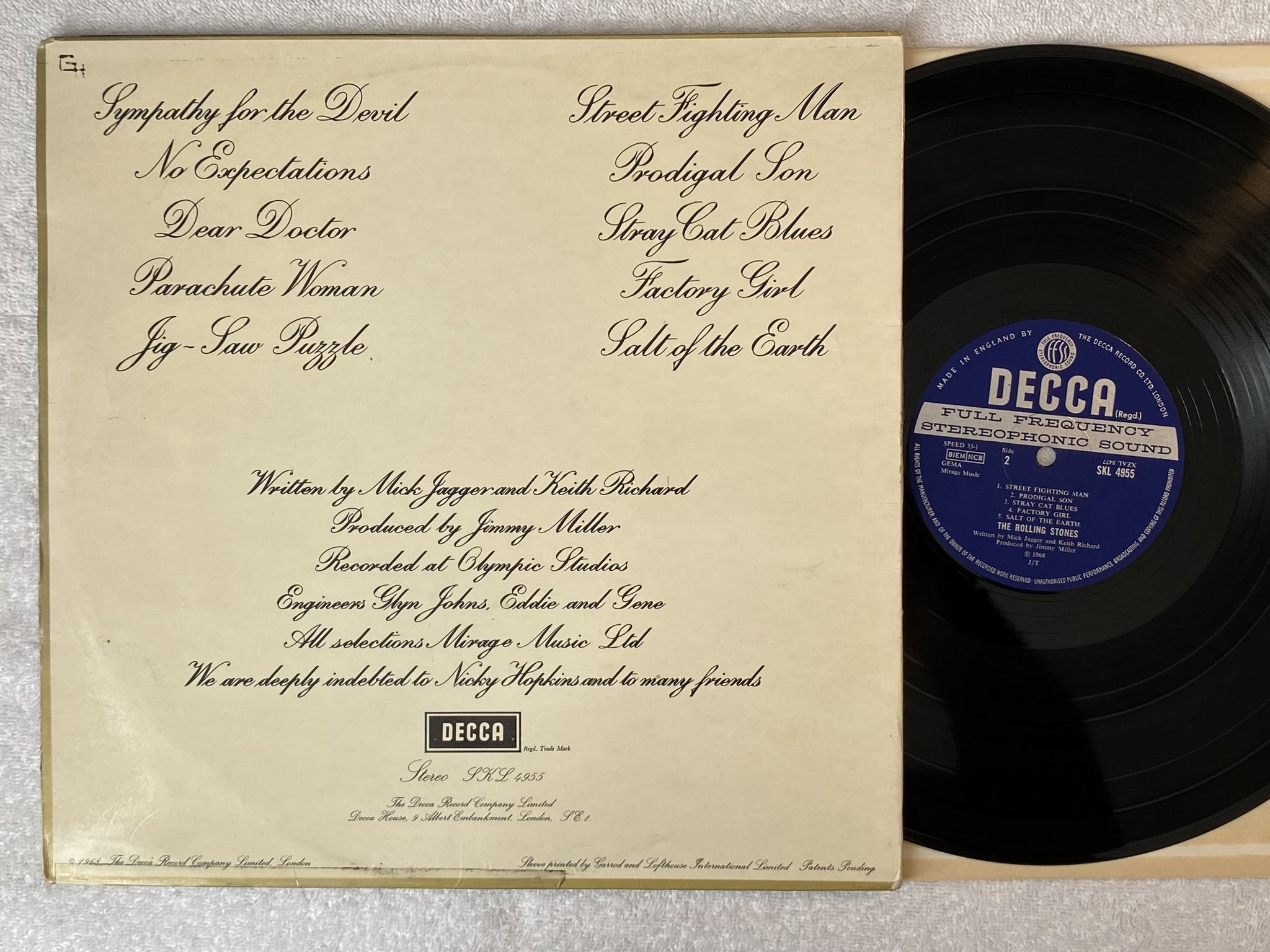 Omslagsbild för skivan THE ROLLING STONES beggars banquet LP -68 UK DECCA SKL 4955