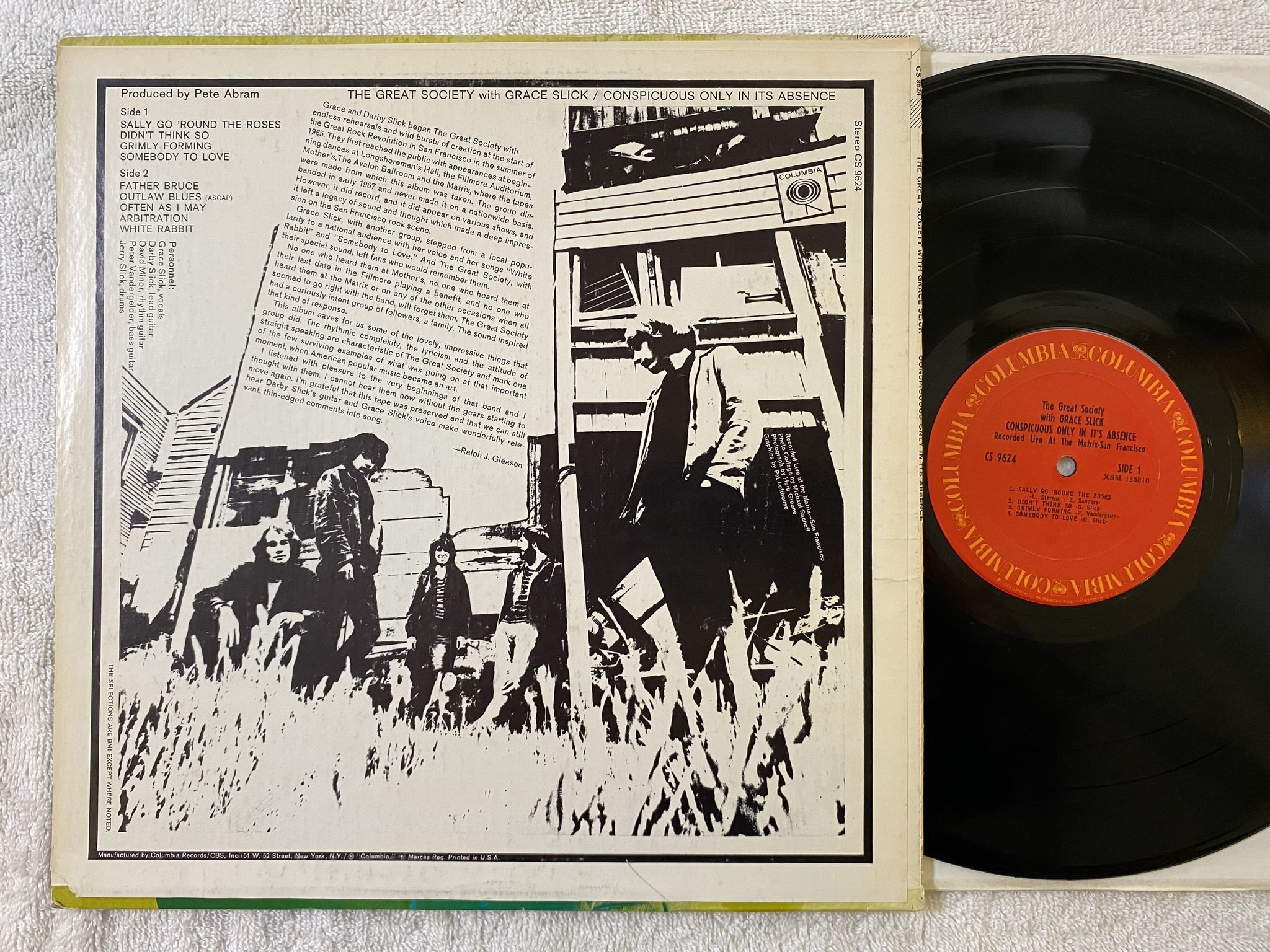 Omslagsbild för skivan THE GREAT SOCIETY & GRACE SLICK conspicious only... LP -68 US COLUMBIA CS 9624