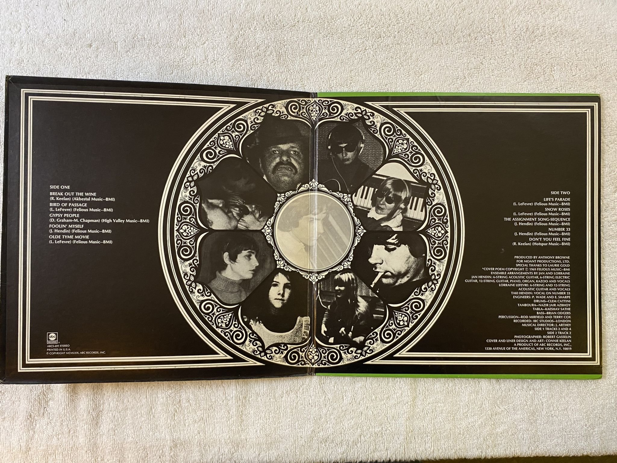 Omslagsbild för skivan JAN & LORRAINE gypsy people LP -69 US ABC ABCS-691 psych folk