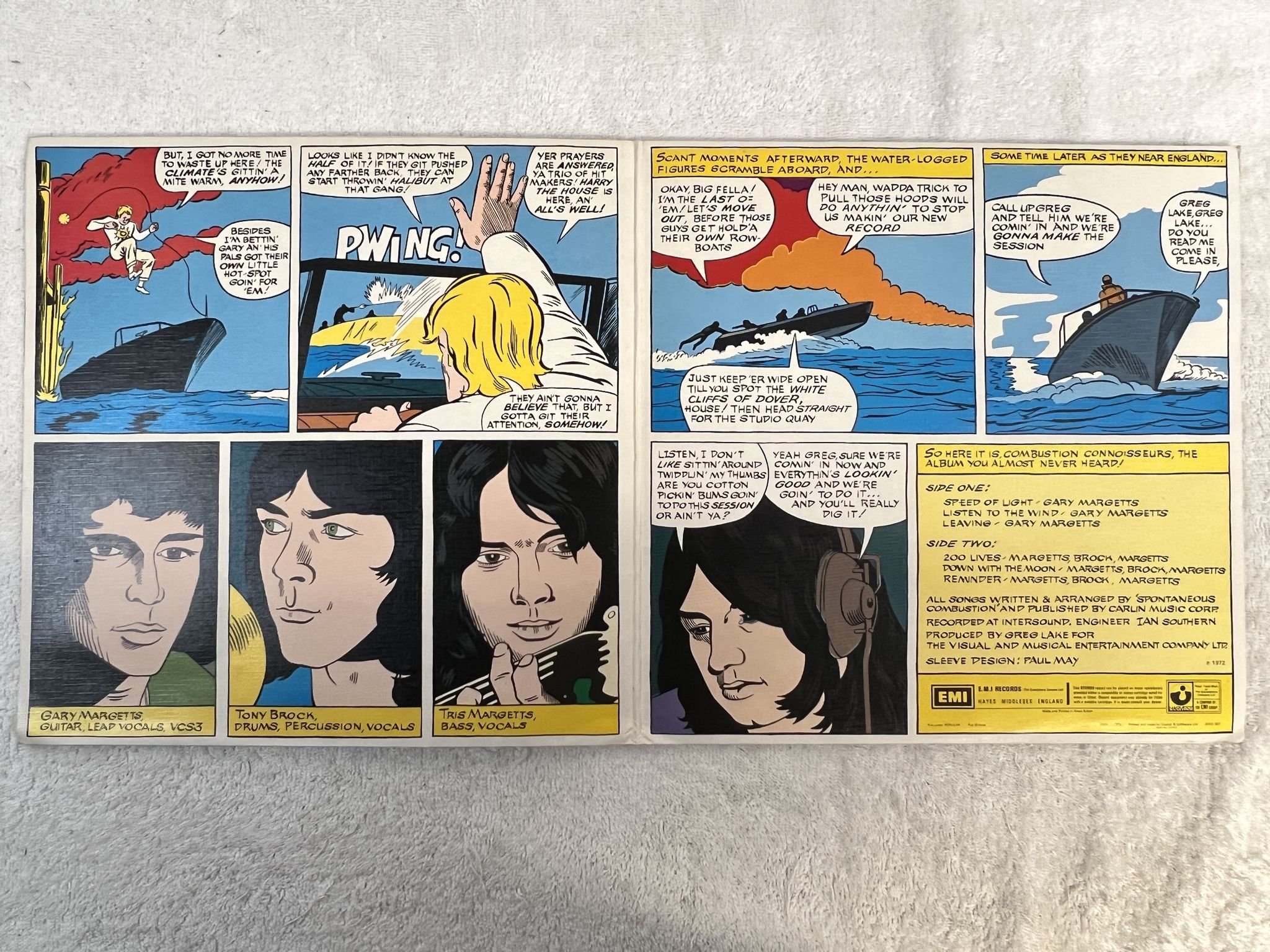 Omslagsbild för skivan SPONTANIOUS COMBUSTION s/t LP -72 UK HARVEST SHVL 801 ** PROG ROCK **