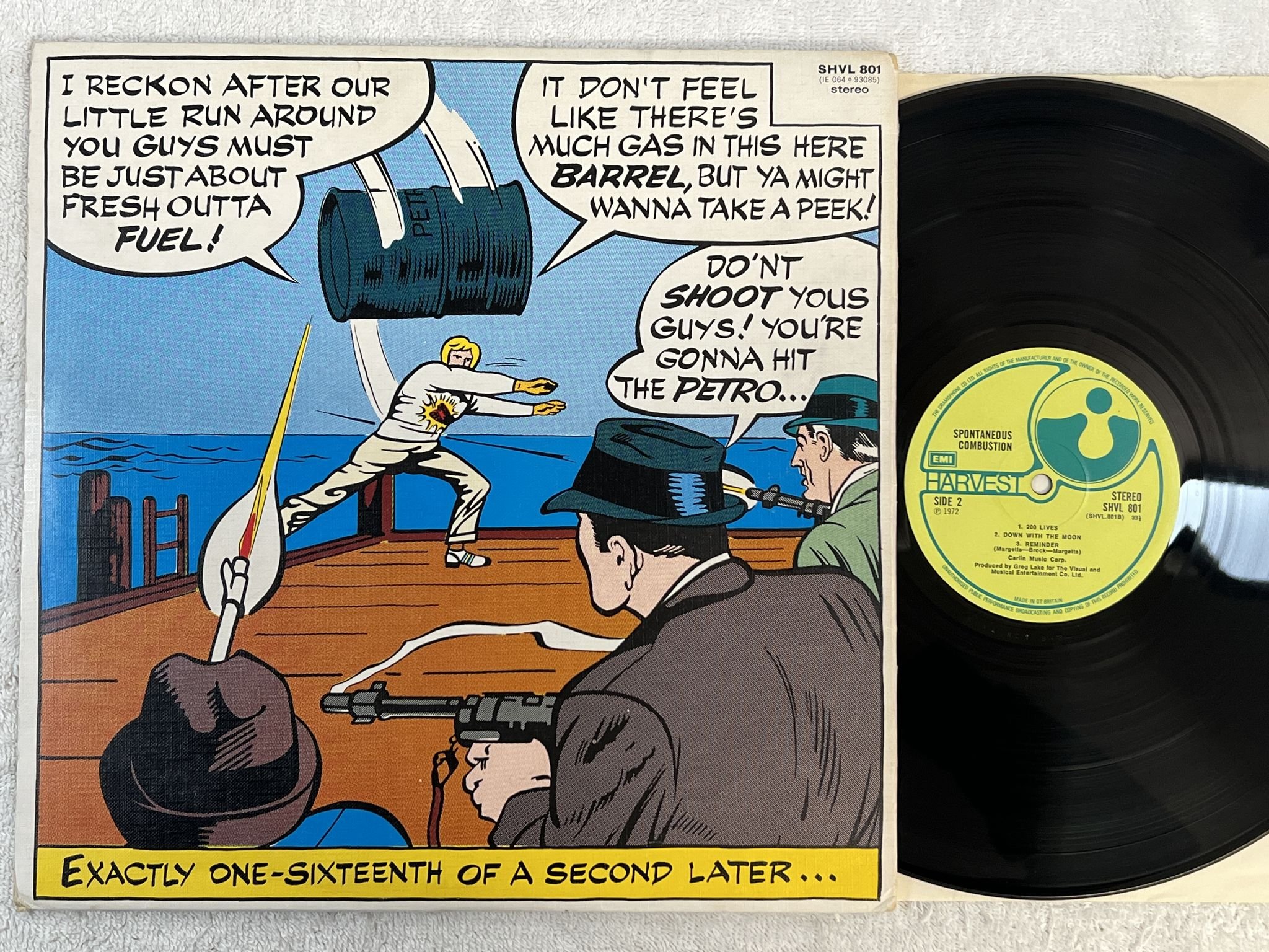 Omslagsbild för skivan SPONTANIOUS COMBUSTION s/t LP -72 UK HARVEST SHVL 801 ** PROG ROCK **