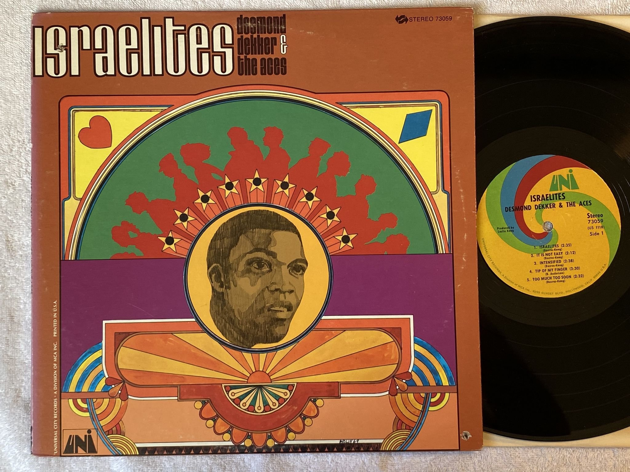 Omslagsbild för skivan DESMOND DEKKER & THE ACES israelites LP -69 US UNI 73059