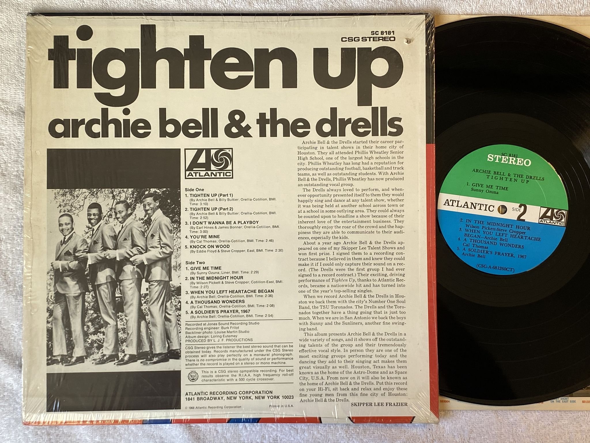 Omslagsbild för skivan ARCHIE BELL & THE DRELLS tighten up LP -68 US ATLANTIC SC 8181