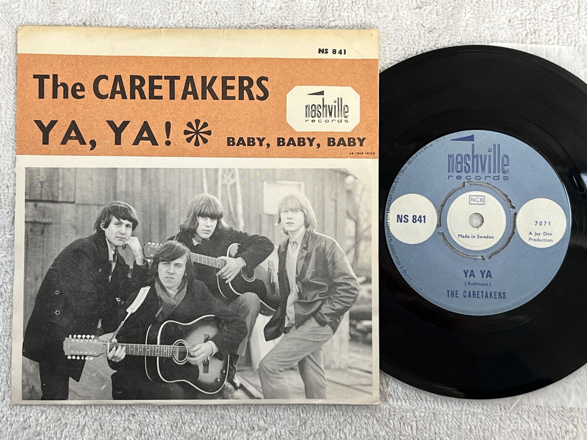 Omslagsbild för skivan THE CARETAKERS ya ya 7" -65 Swe NASHVILLE NS 841