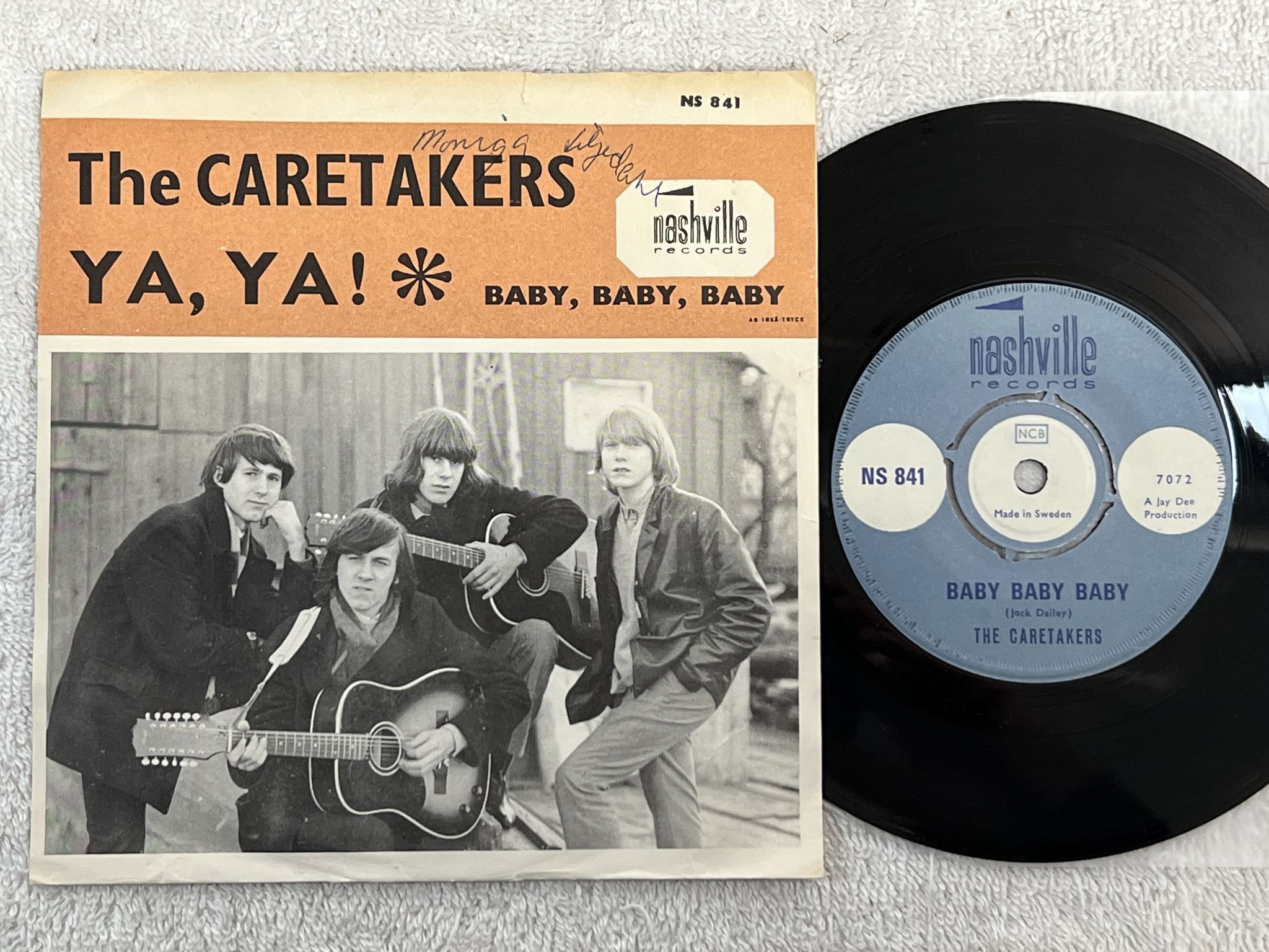 Omslagsbild för skivan THE CARETAKERS ya ya 7" -65 Swe NASHVILLE NS 841