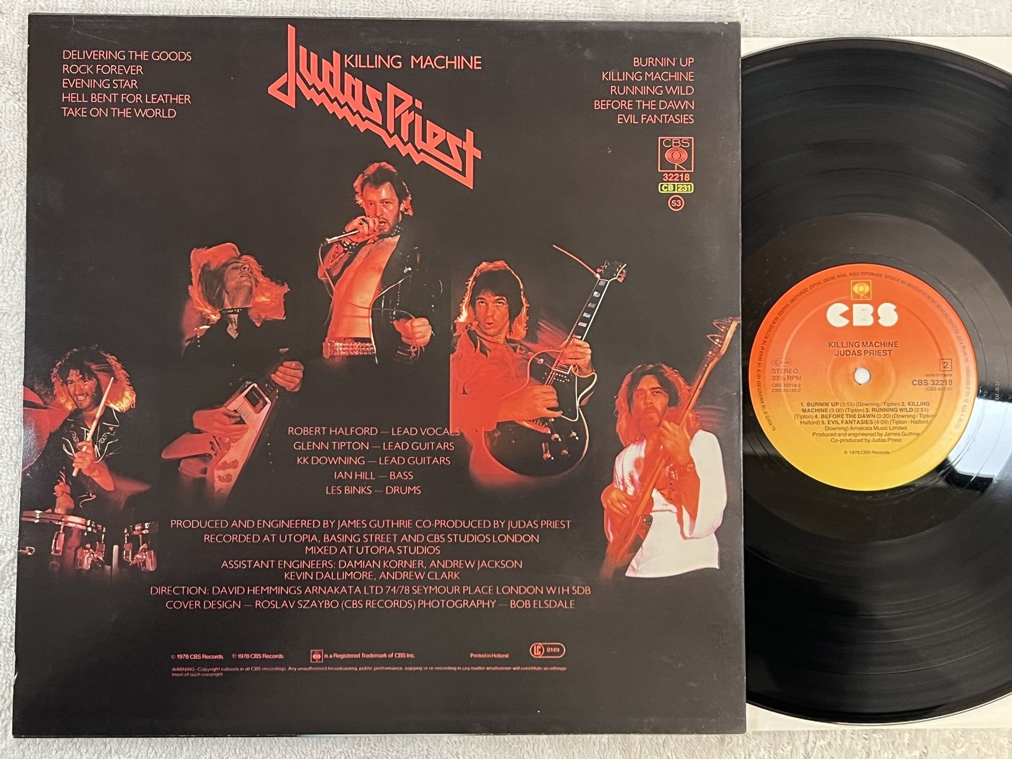 Omslagsbild för skivan JUDAS PRIEST killing machine LP -78 Hol CBS 32218