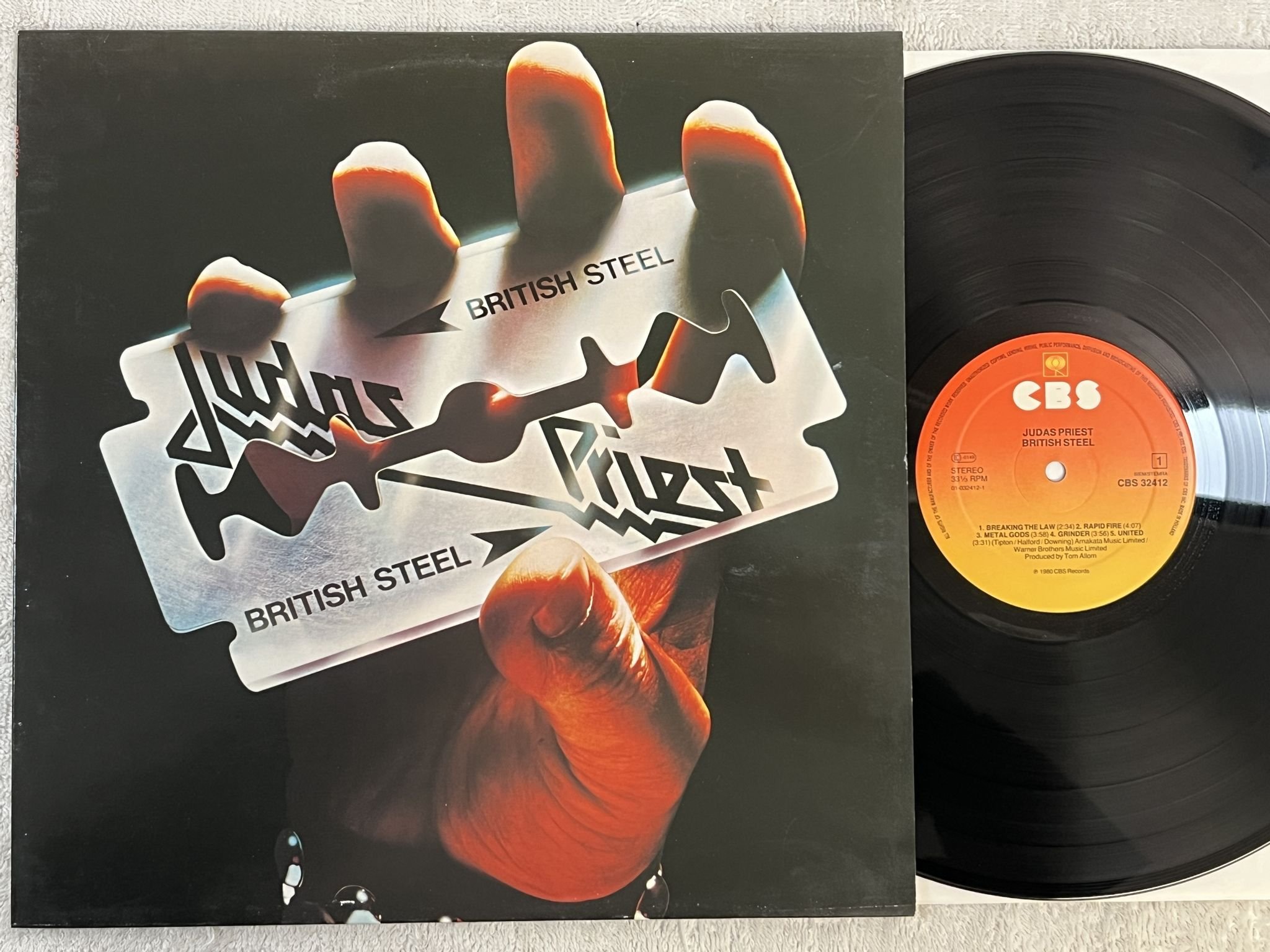 Omslagsbild för skivan JUDAS PRIEST british steel LP -80 Hol CBS 32412
