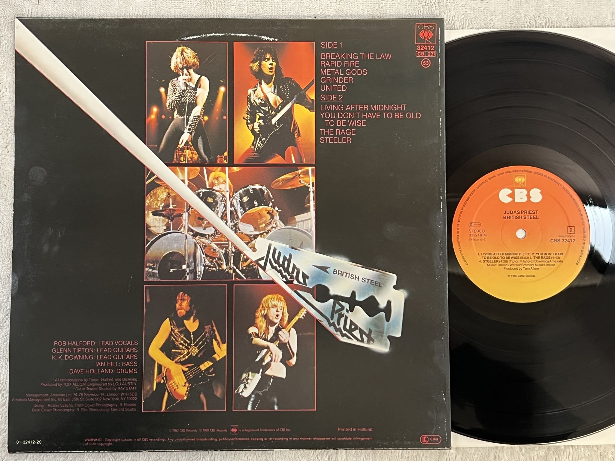 Omslagsbild för skivan JUDAS PRIEST british steel LP -80 Hol CBS 32412