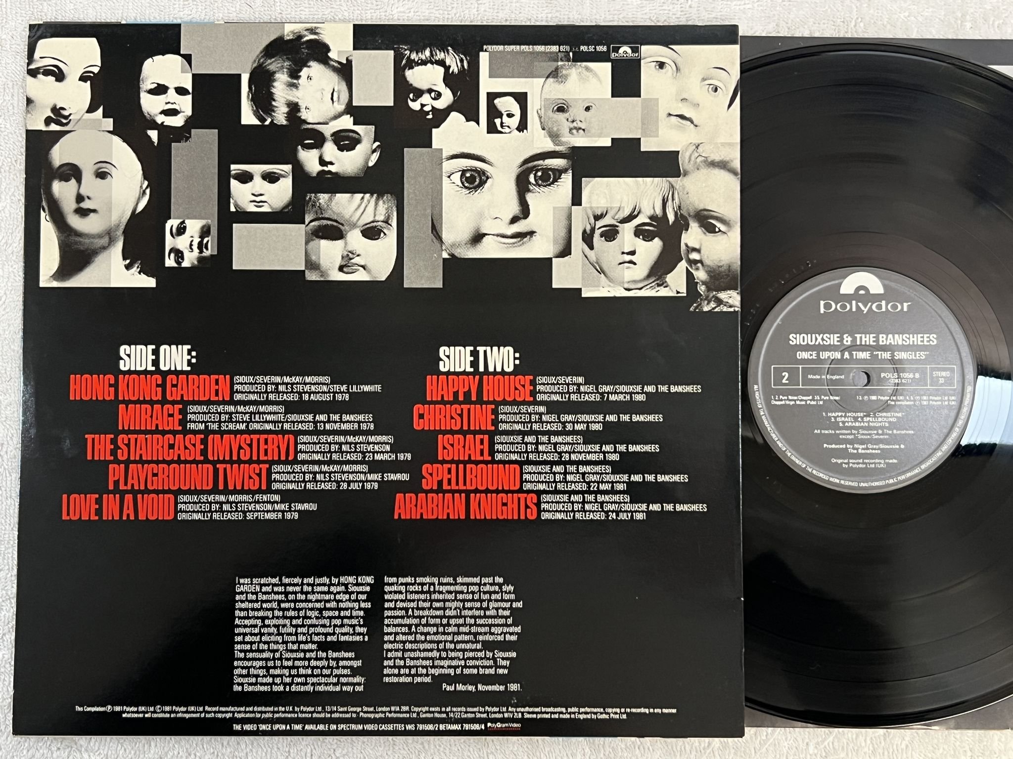 Omslagsbild för skivan SIOUXSIE & THE BANSHEES once upon a time "the singles" LP -81 UK POLYDOR