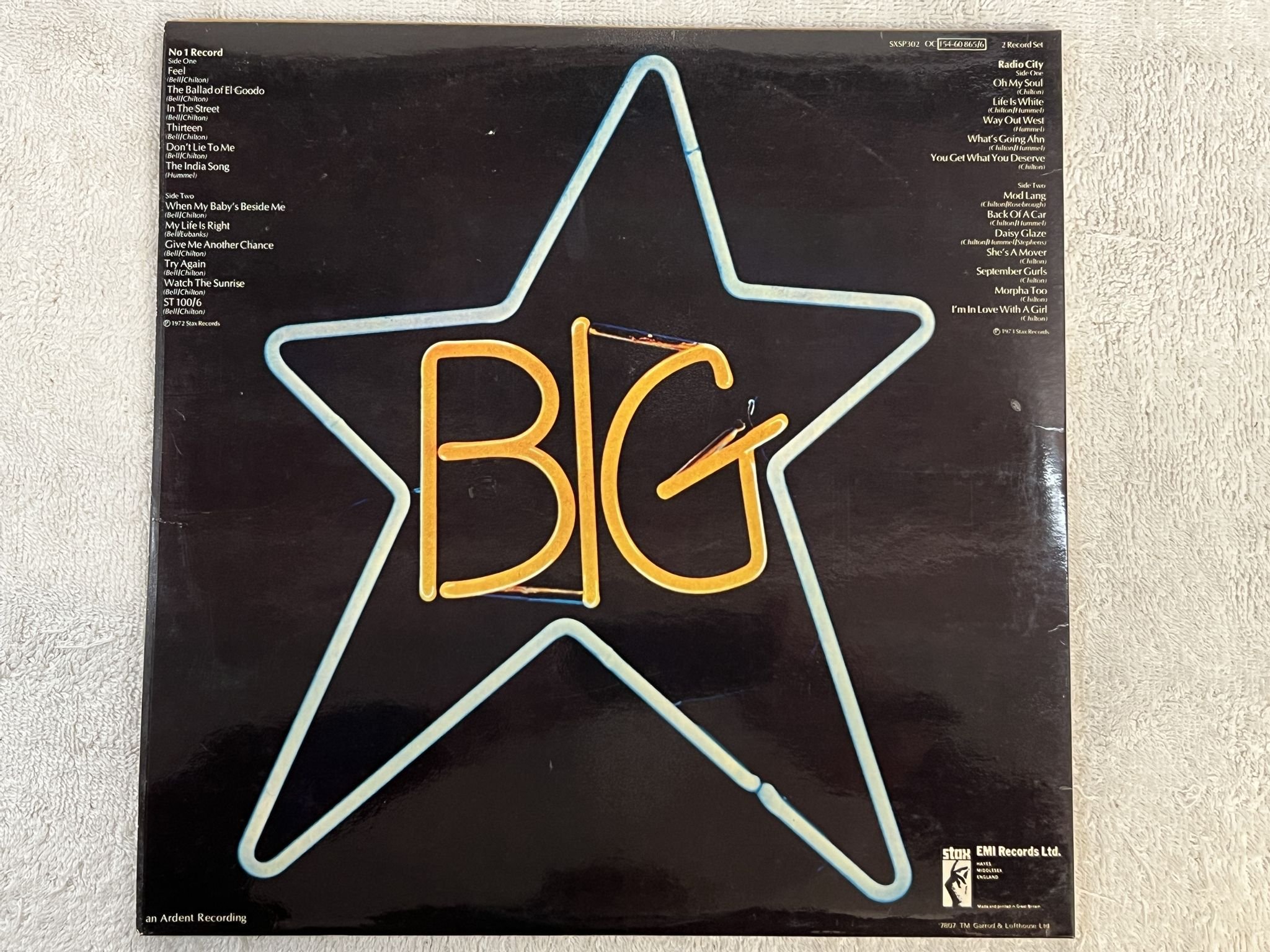 Omslagsbild för skivan BIG STAR #1 Record / Radio City 2xLP -78 UK STAX SXSP 302 *** POWER POP ***