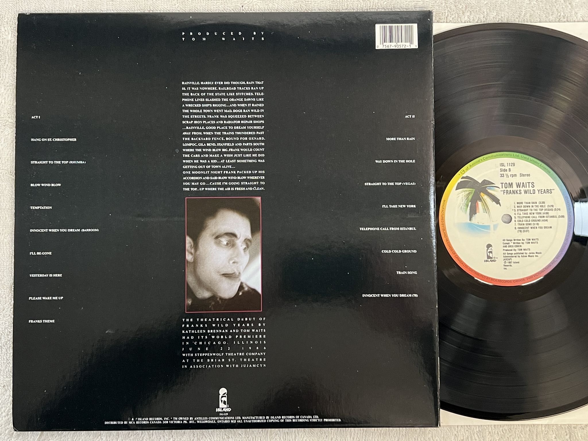 Omslagsbild för skivan TOM WAITS Franks wild years LP -87 Can ISLAND ISL 1129