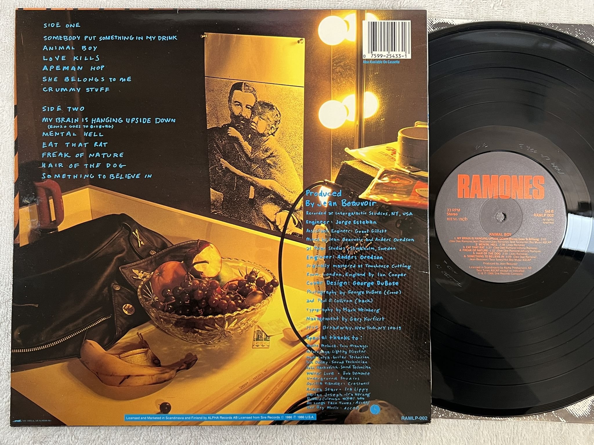 Omslagsbild för skivan RAMONES animal boy LP -86 ncb SIRE RAMLP 002