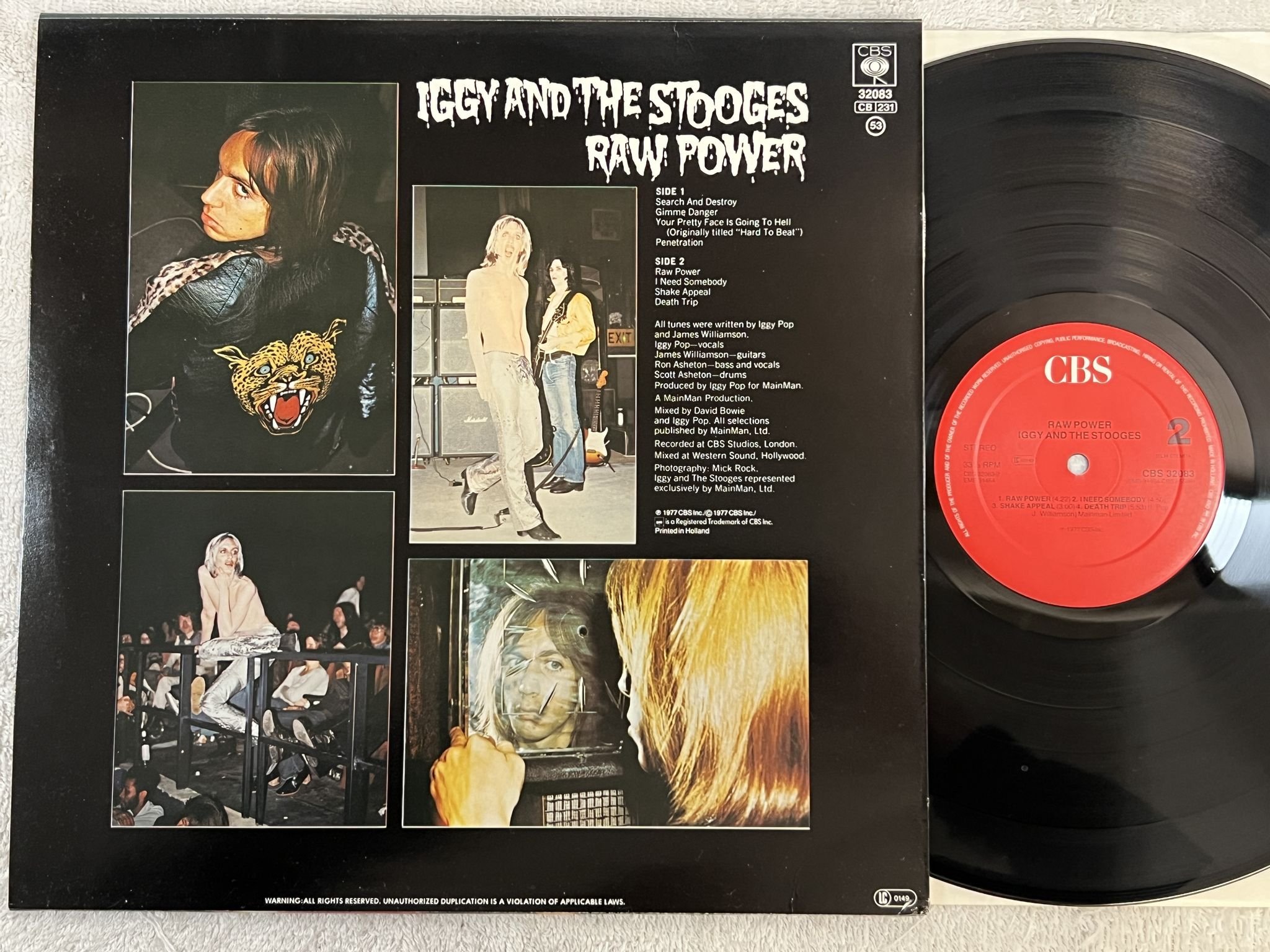 Omslagsbild för skivan IGGY & THE STOOGES raw power LP re Hol CBS 32083