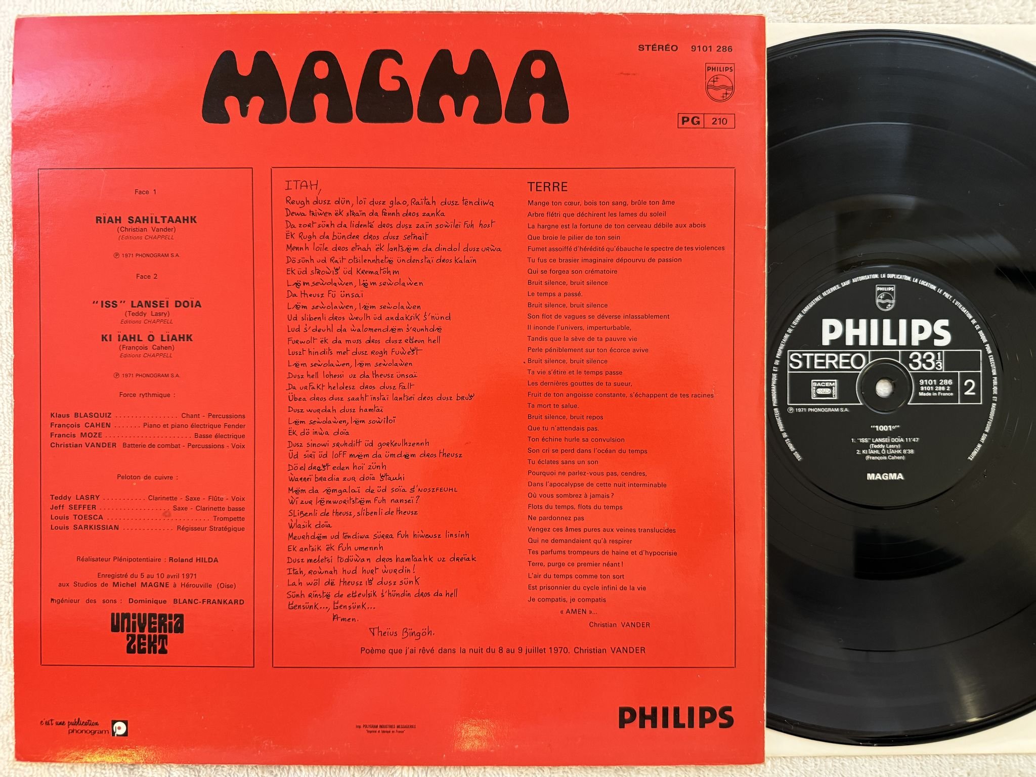 Omslagsbild för skivan MAGMA 1001 LP re Fra PHILIPS 9101 286