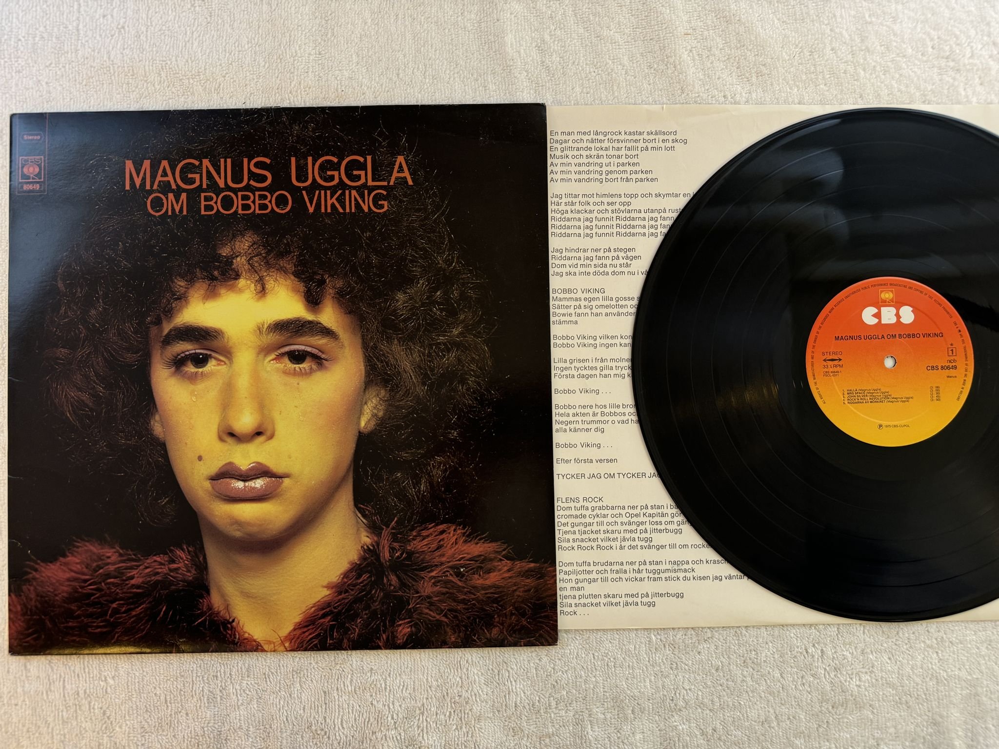 Omslagsbild för skivan MAGNUS UGGLA om Bobbo Viking LP re CBS 80649