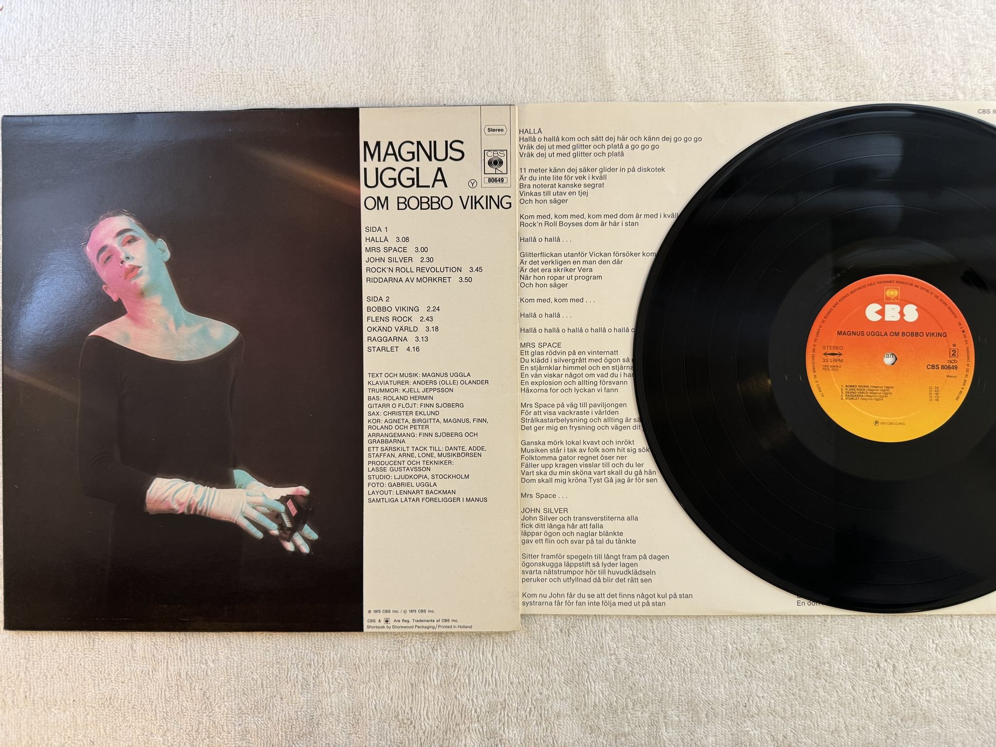 Omslagsbild för skivan MAGNUS UGGLA om Bobbo Viking LP re CBS 80649