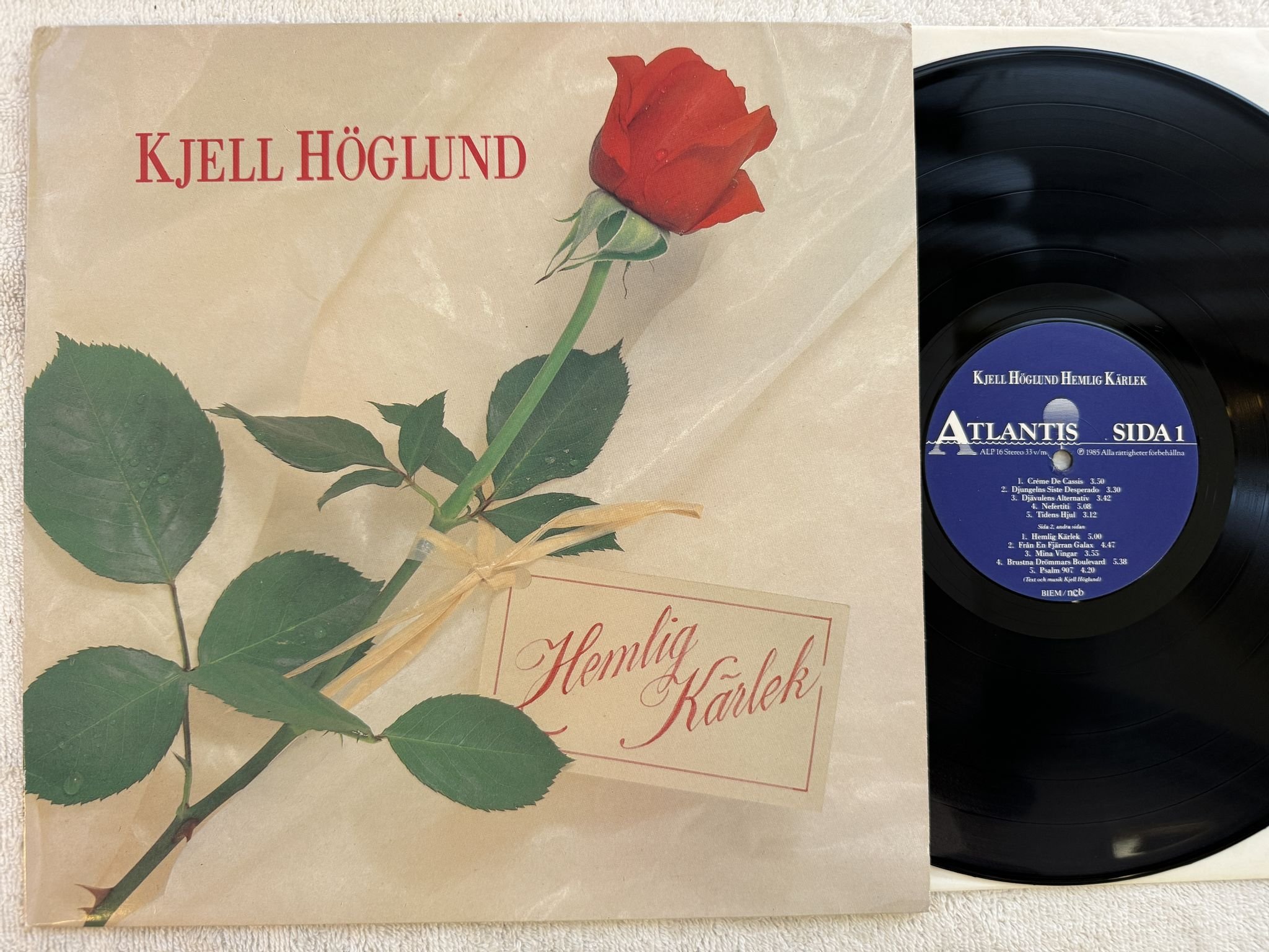 Omslagsbild för skivan KJELL HÖGLUND hemlig kärlek LP -85 ATLANTIS ALP 16