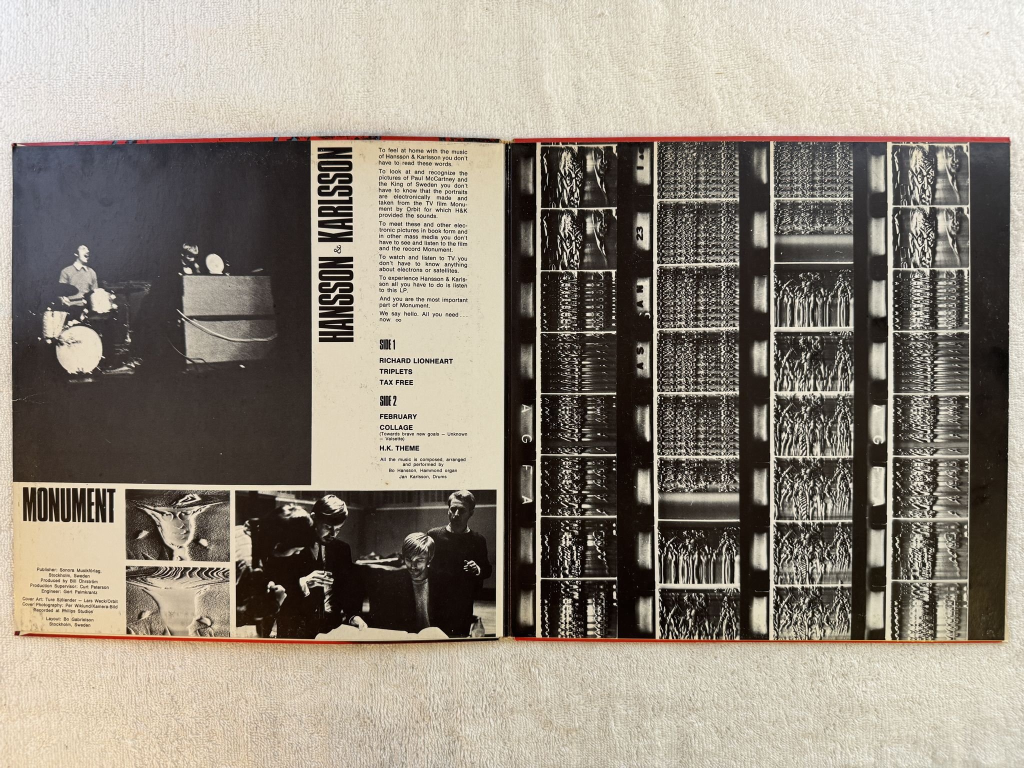 Omslagsbild för skivan HANSSON & KARLSSON monument LP -67 Swe POLYDOR LPHM 46260/ST