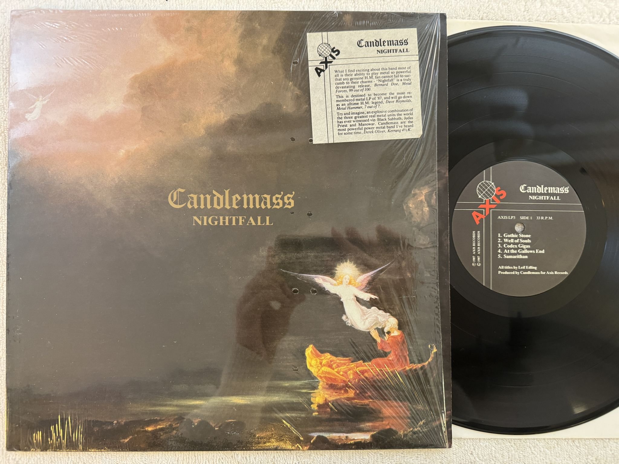 Omslagsbild för skivan CANDLEMASS nightfall LP -87 AXIS RECORDS AXIS LP3 *** Doom Metal ***