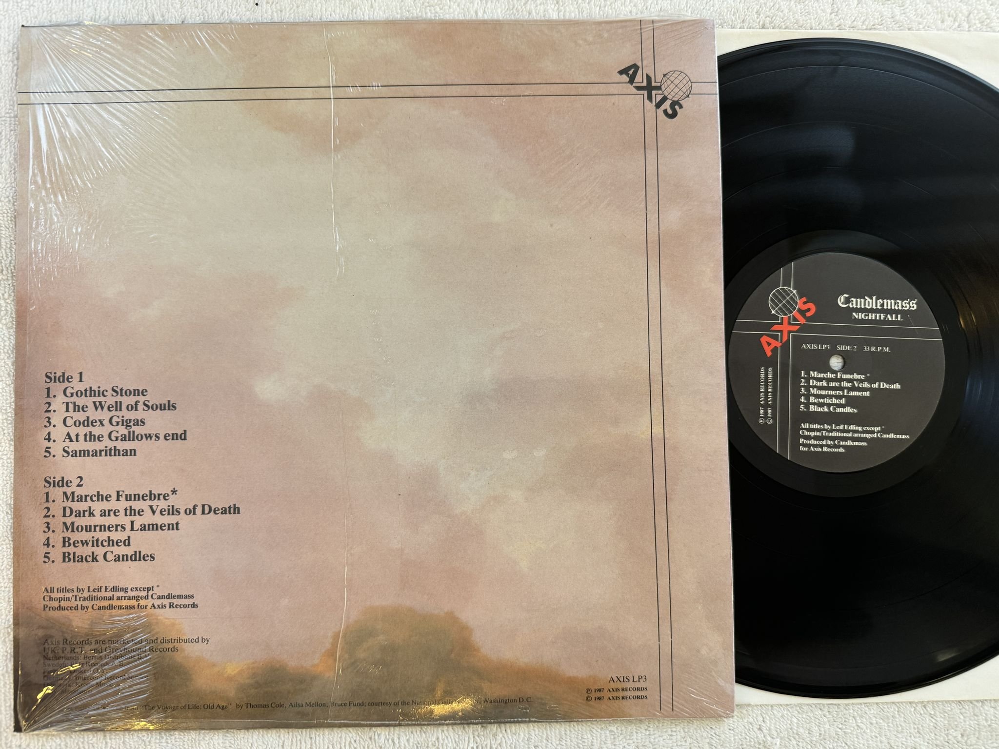 Omslagsbild för skivan CANDLEMASS nightfall LP -87 AXIS RECORDS AXIS LP3 *** Doom Metal ***